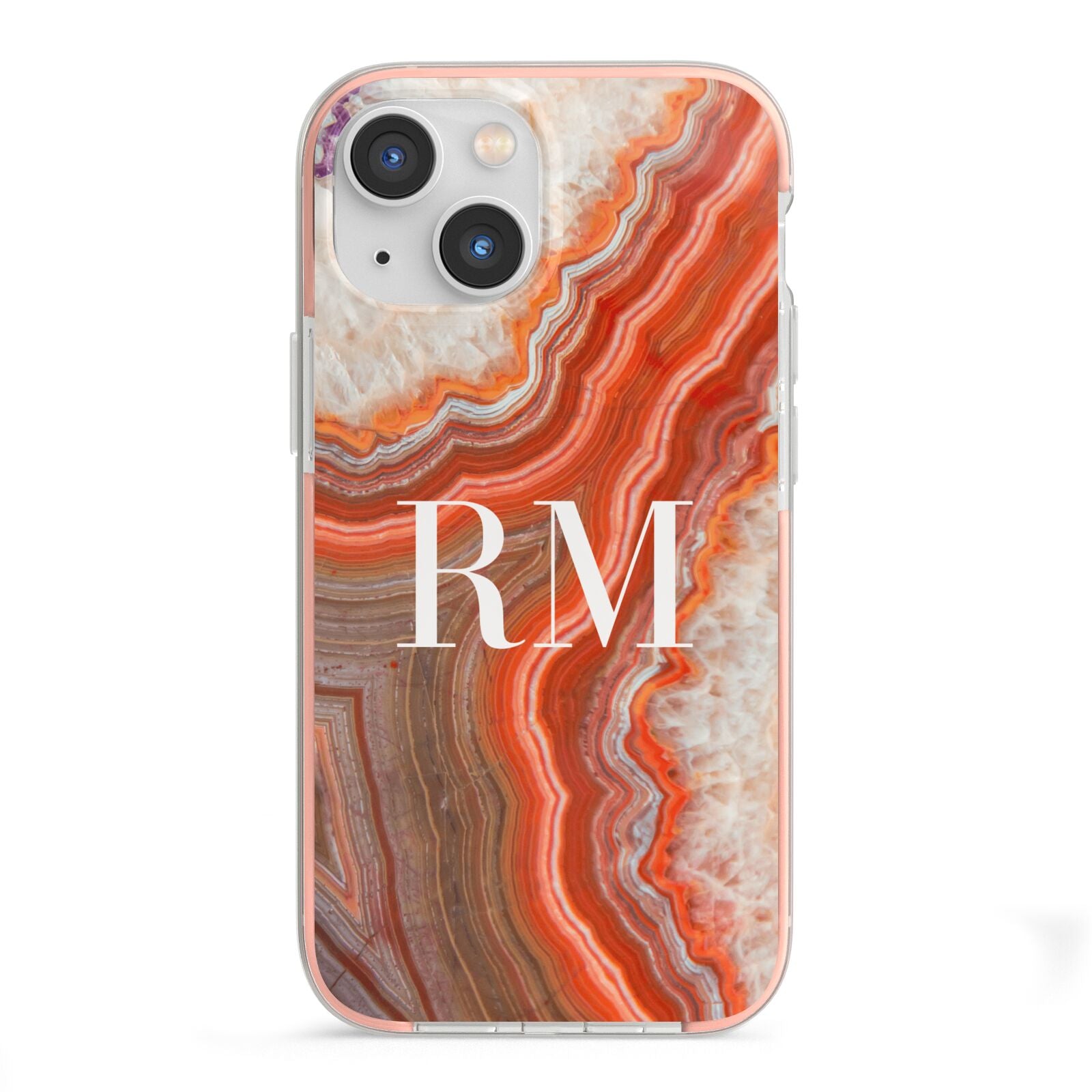 Personalised Agate iPhone 13 Mini TPU Impact Case with Pink Edges