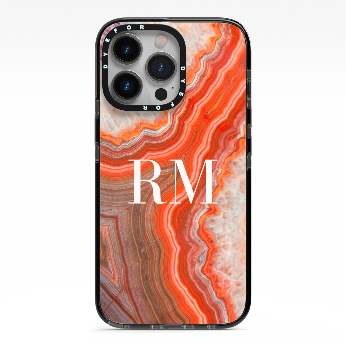 Personalised Agate iPhone 13 Pro Black Impact Case on Silver phone