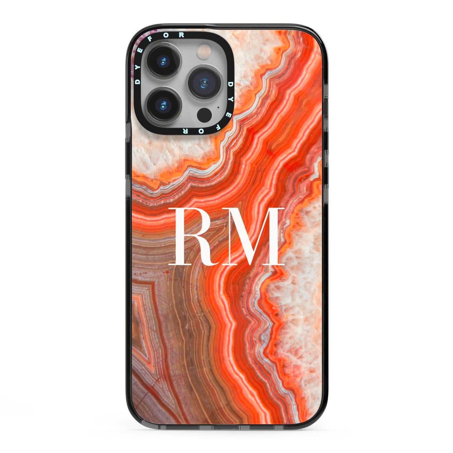 Personalised Agate iPhone 13 Pro Max Black Impact Case on Silver phone