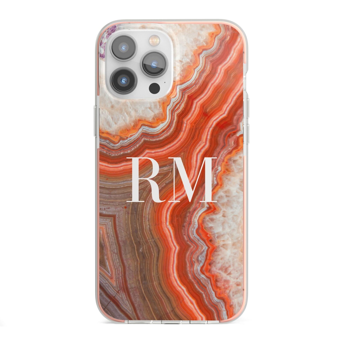 Personalised Agate iPhone 13 Pro Max TPU Impact Case with Pink Edges