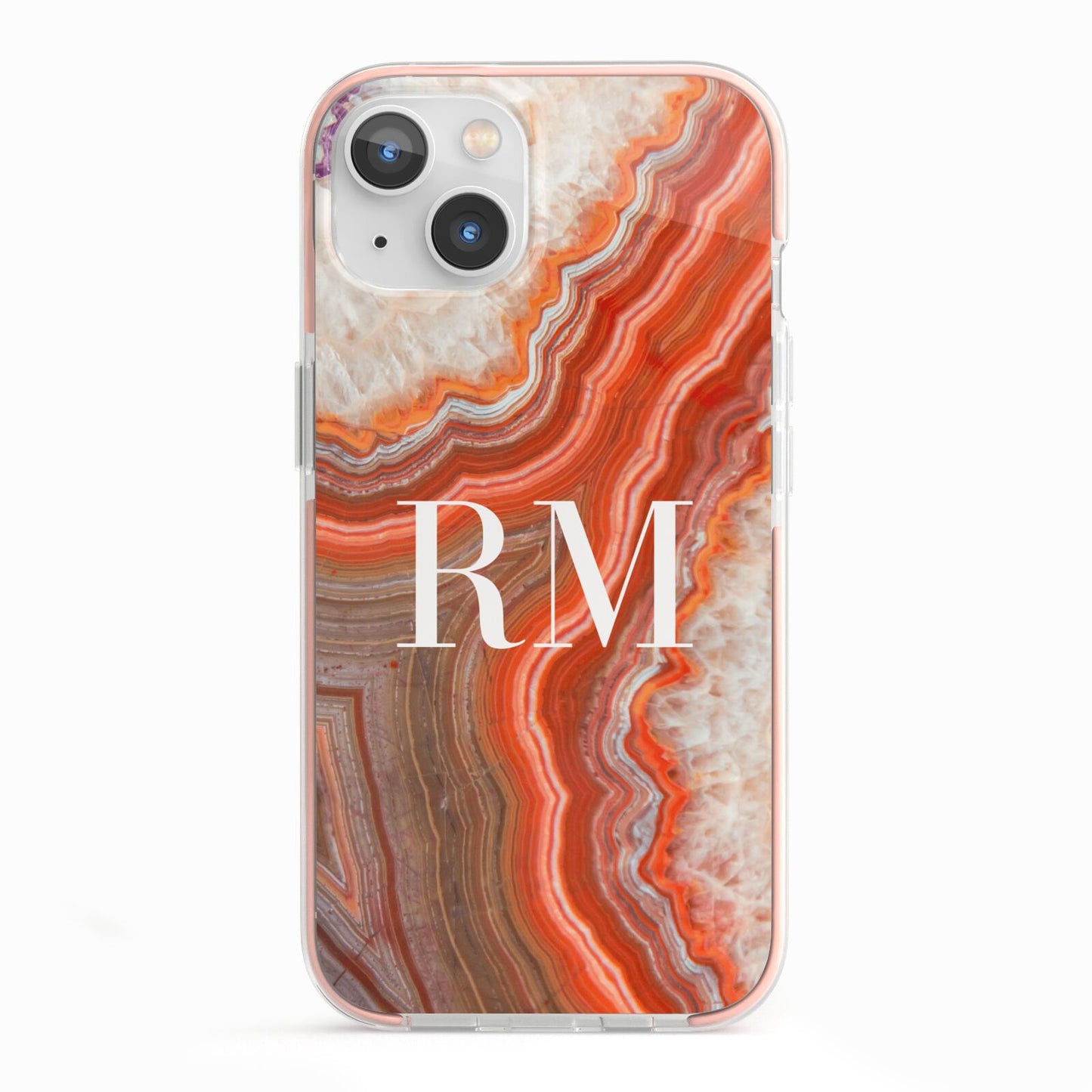 Personalised Agate iPhone 13 TPU Impact Case with Pink Edges