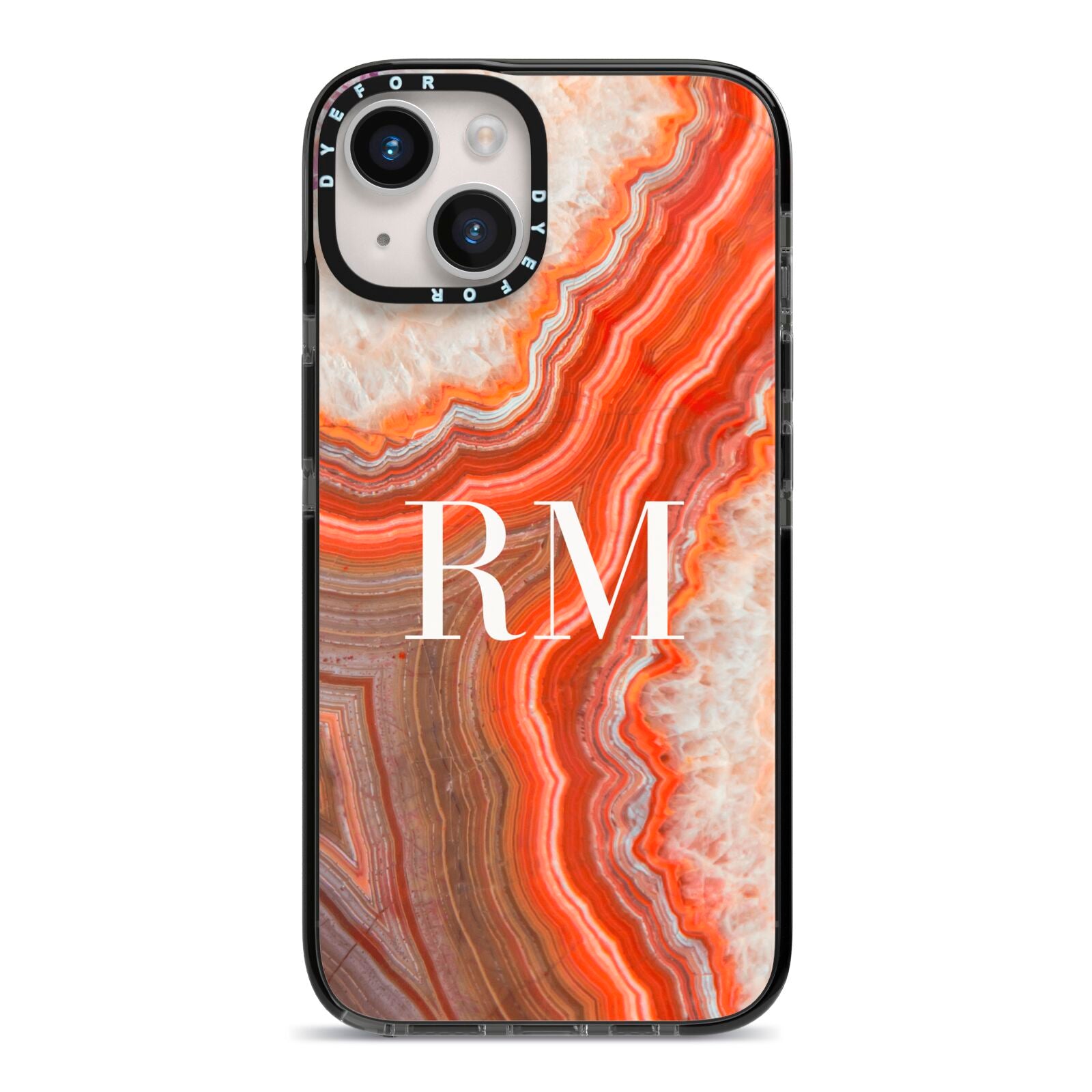 Personalised Agate iPhone 14 Black Impact Case on Silver phone