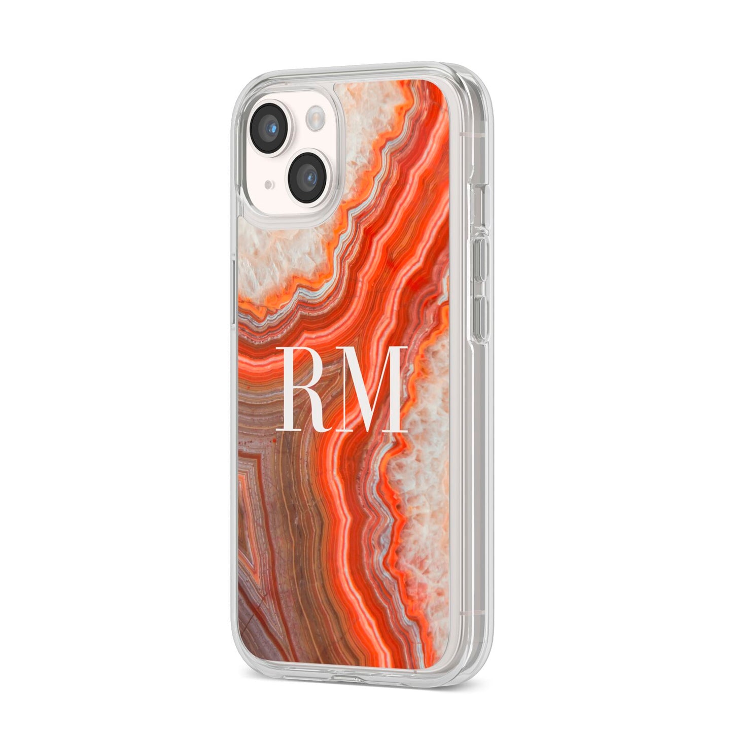 Personalised Agate iPhone 14 Clear Tough Case Starlight Angled Image