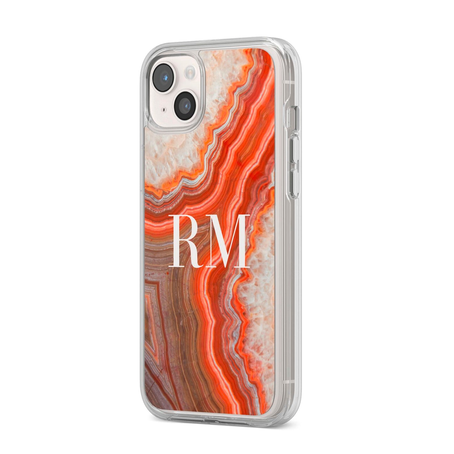 Personalised Agate iPhone 14 Plus Clear Tough Case Starlight Angled Image