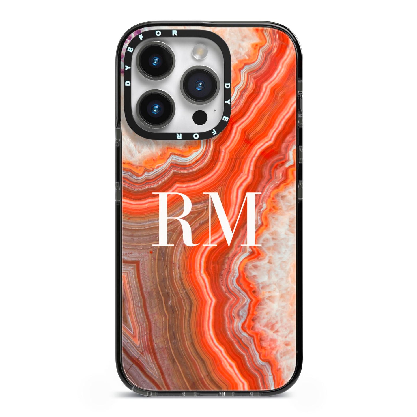 Personalised Agate iPhone 14 Pro Black Impact Case on Silver phone