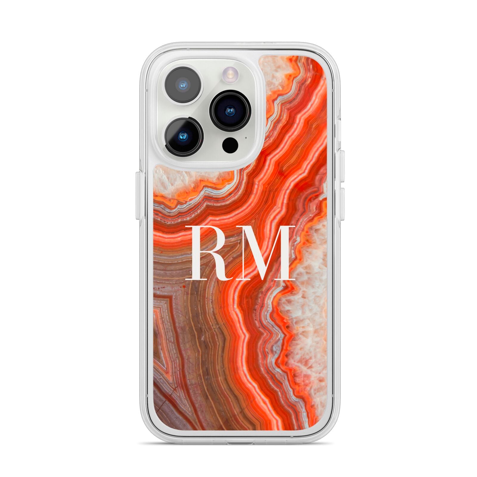 Personalised Agate iPhone 14 Pro Clear Tough Case Silver