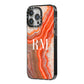 Personalised Agate iPhone 14 Pro Max Black Impact Case Side Angle on Silver phone