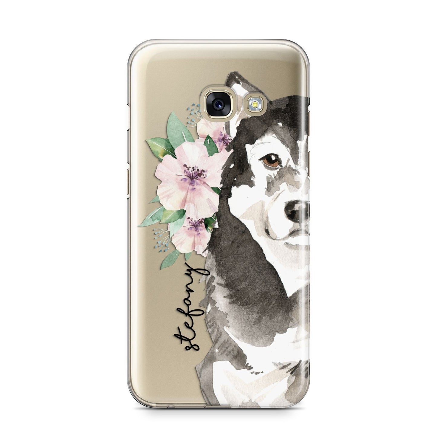 Personalised Alaskan Malamute Samsung Galaxy A3 2017 Case on gold phone