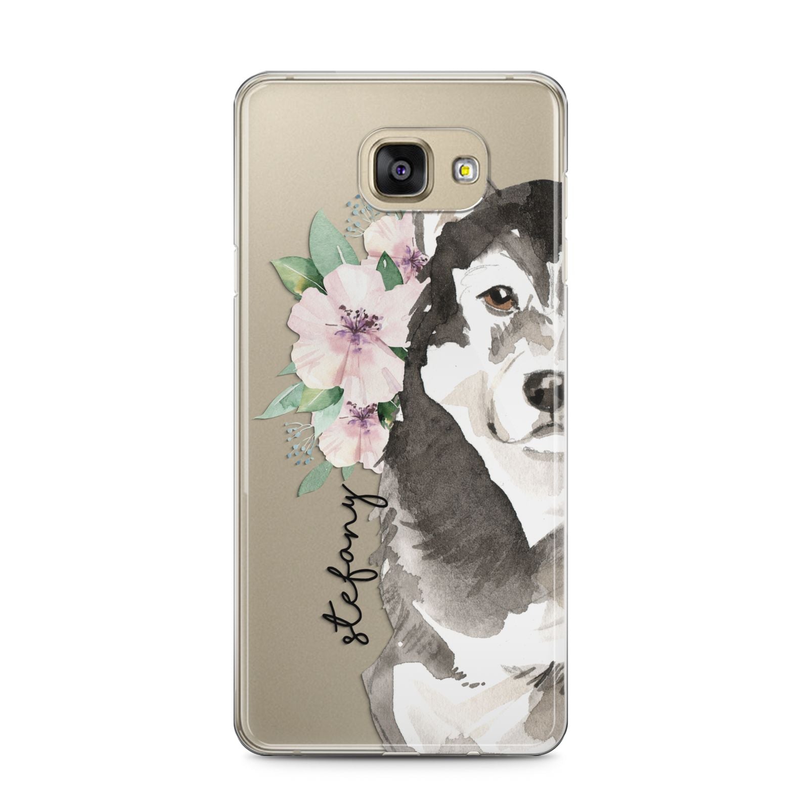 Personalised Alaskan Malamute Samsung Galaxy A5 2016 Case on gold phone