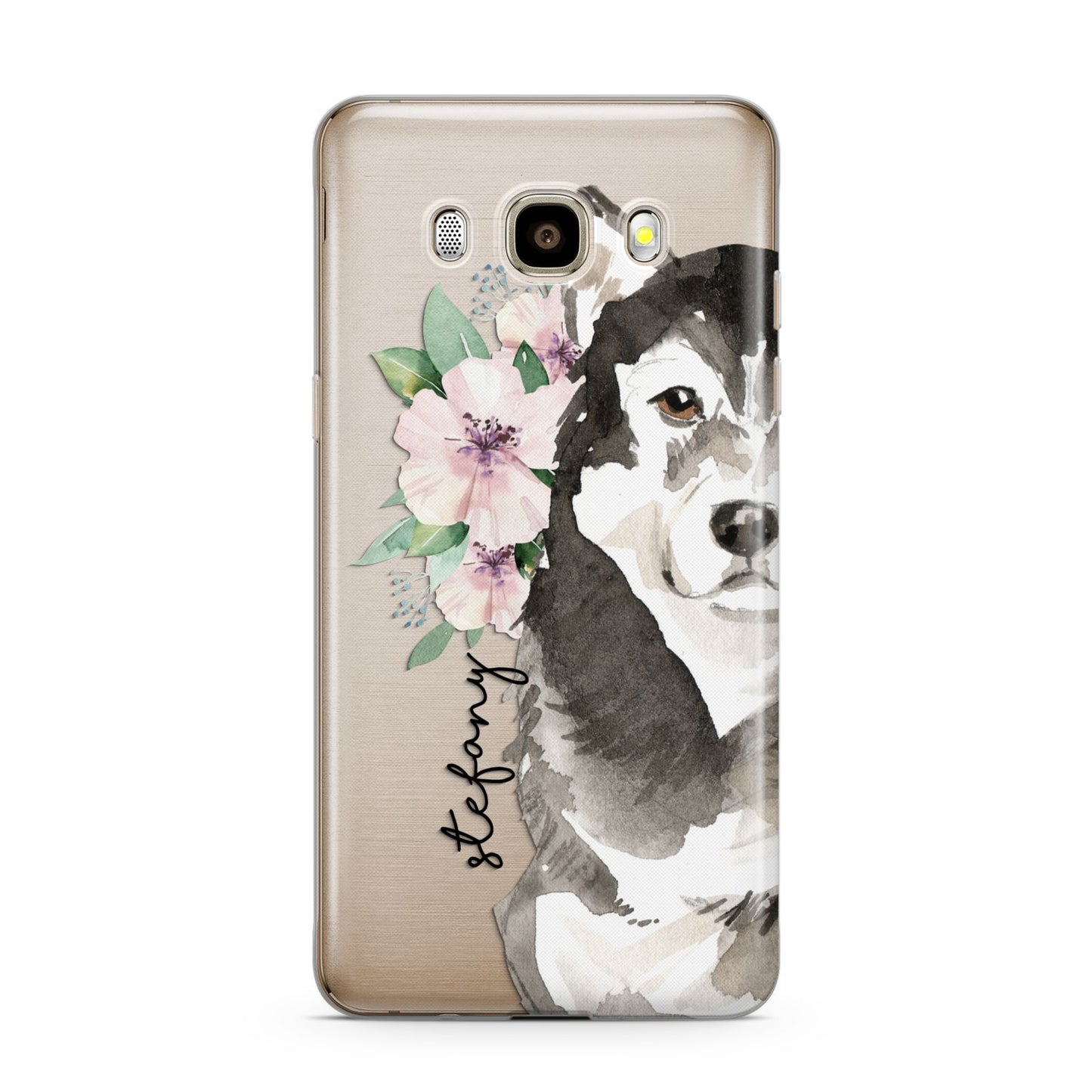 Personalised Alaskan Malamute Samsung Galaxy J7 2016 Case on gold phone