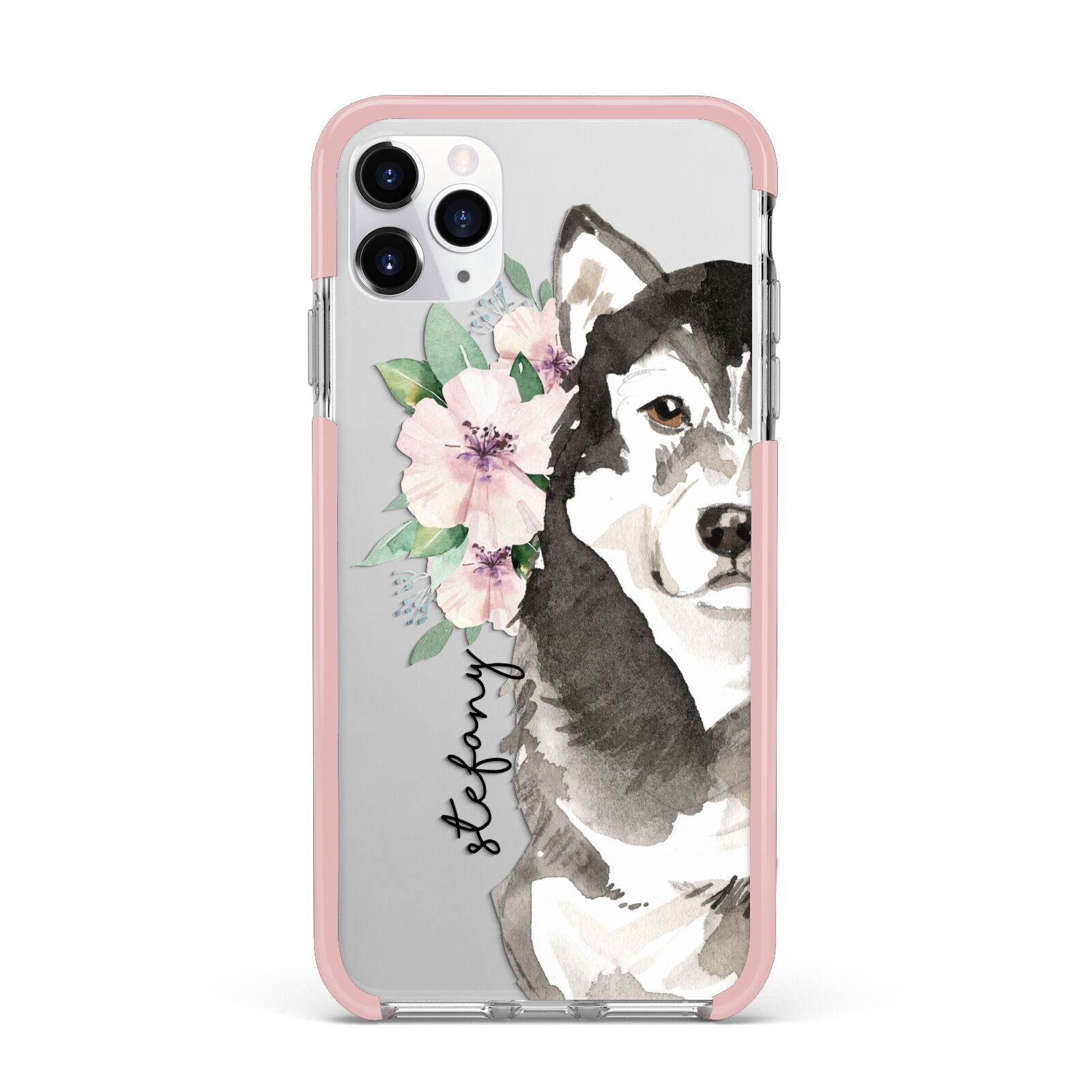 Personalised Alaskan Malamute iPhone 11 Pro Max Impact Pink Edge Case