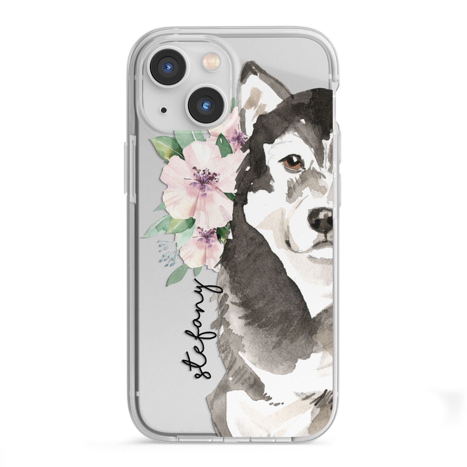 Personalised Alaskan Malamute iPhone 13 Mini TPU Impact Case with White Edges