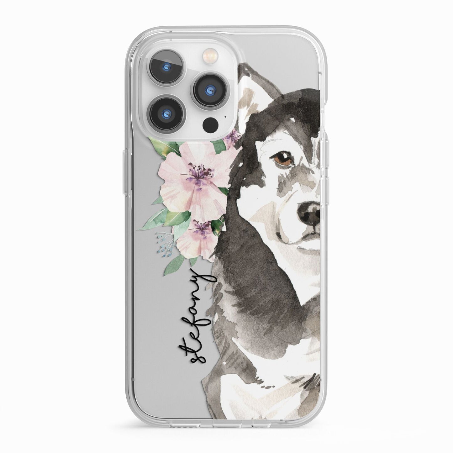 Personalised Alaskan Malamute iPhone 13 Pro TPU Impact Case with White Edges