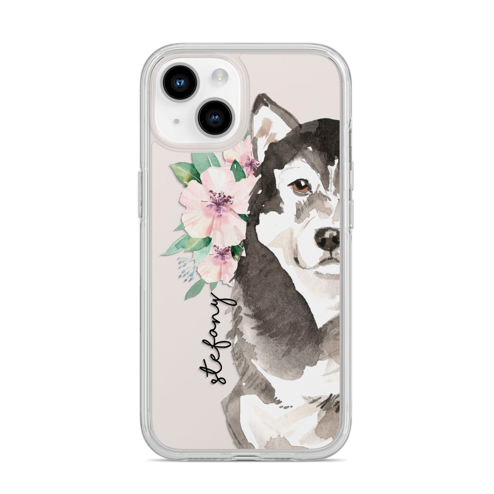 Personalised Alaskan Malamute iPhone 14 Clear Tough Case Starlight