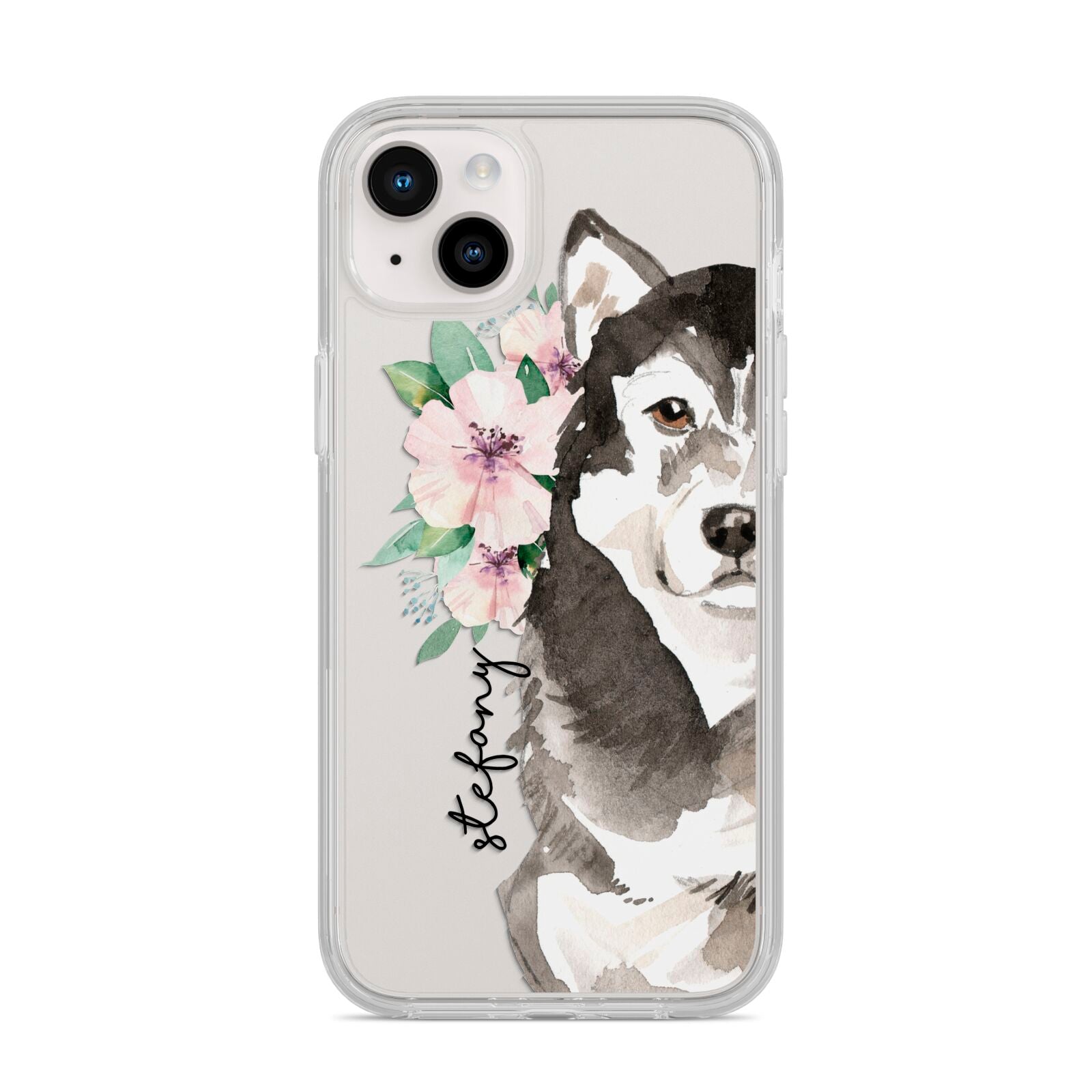 Personalised Alaskan Malamute iPhone 14 Plus Clear Tough Case Starlight