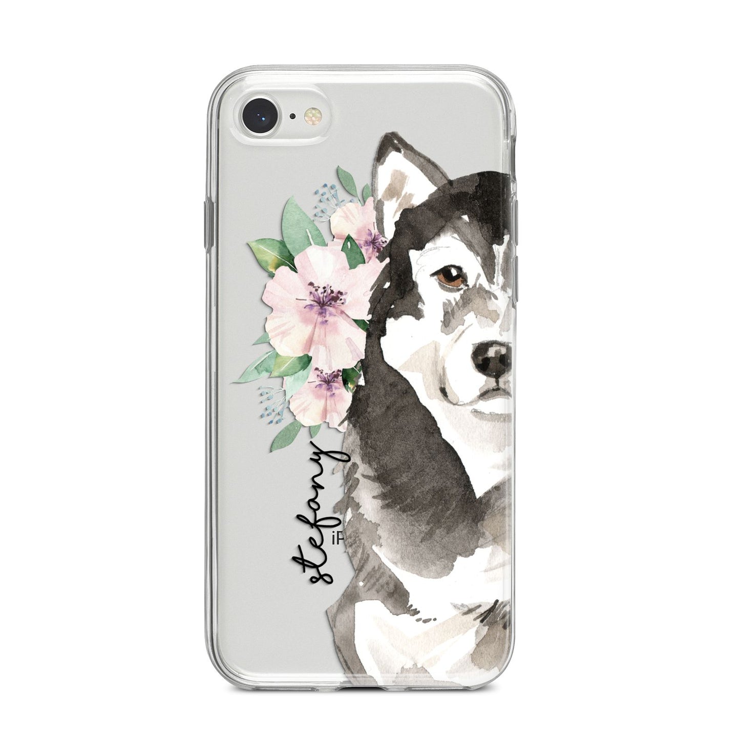 Personalised Alaskan Malamute iPhone 8 Bumper Case on Silver iPhone