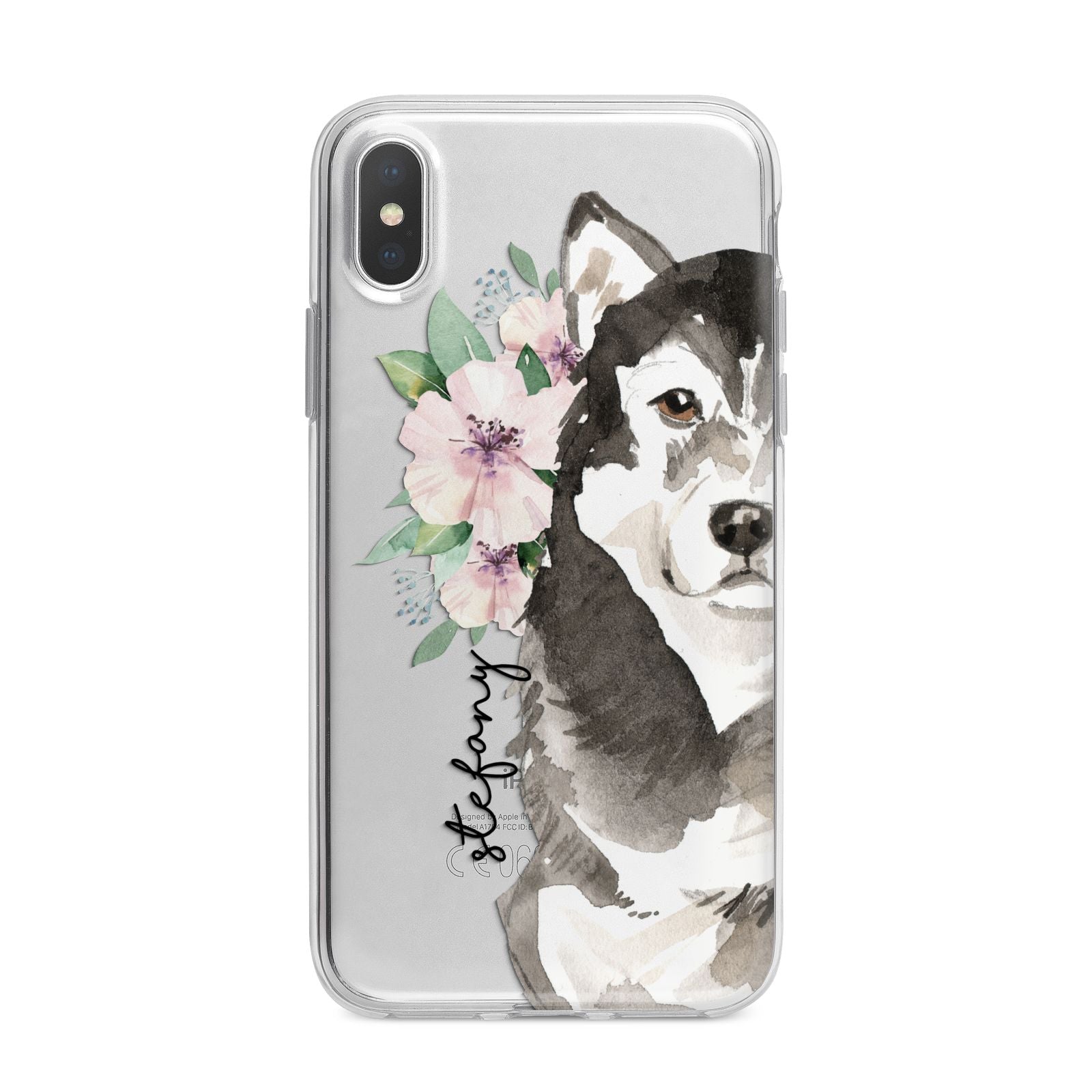 Personalised Alaskan Malamute iPhone X Bumper Case on Silver iPhone Alternative Image 1