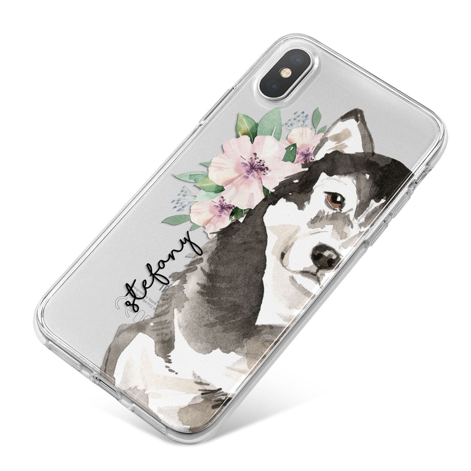 Personalised Alaskan Malamute iPhone X Bumper Case on Silver iPhone