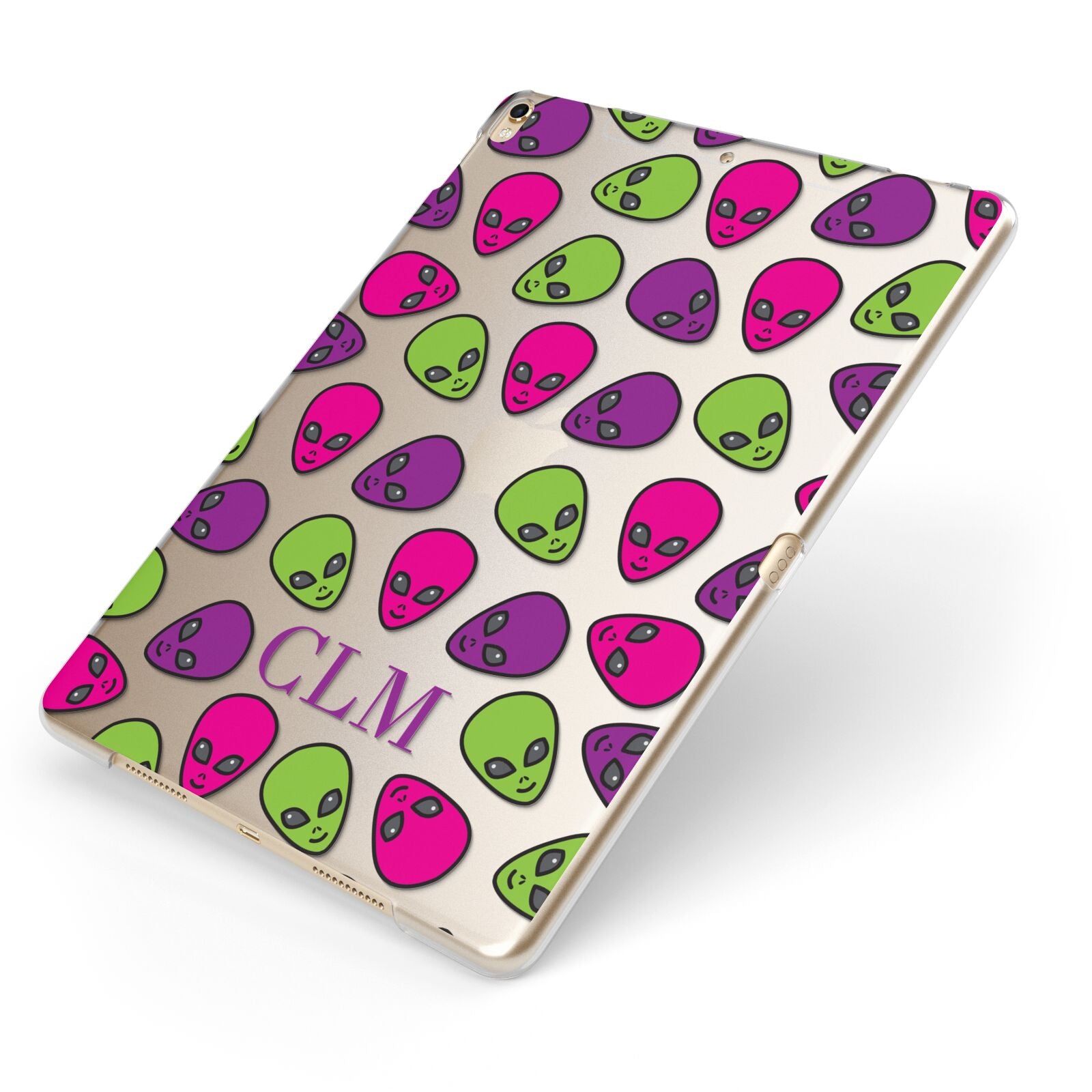 Personalised Aliens Initials Apple iPad Case on Gold iPad Side View