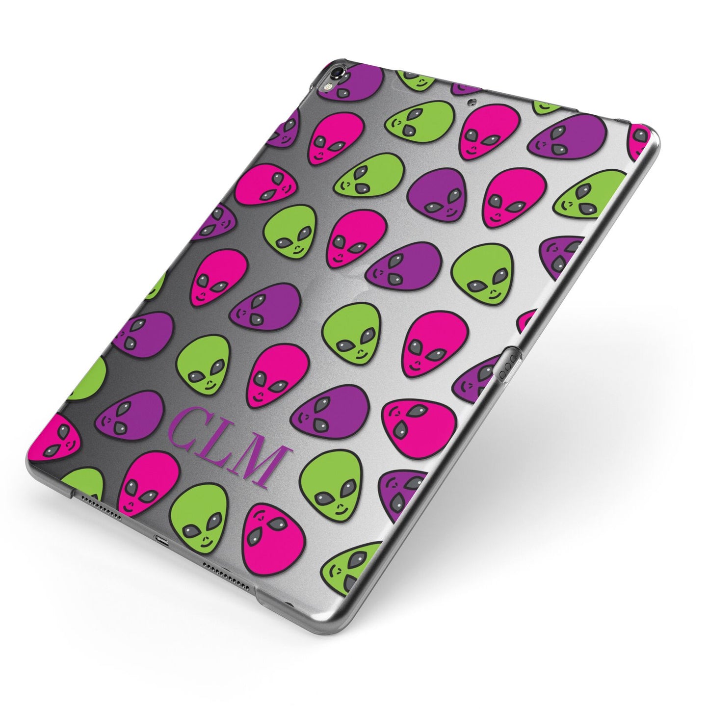 Personalised Aliens Initials Apple iPad Case on Grey iPad Side View