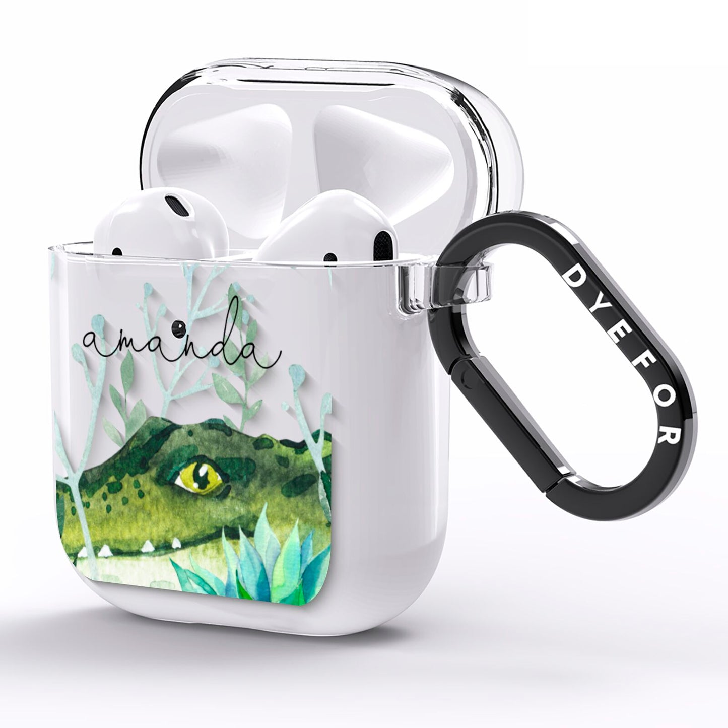 Personalised Alligator AirPods Clear Case Side Image