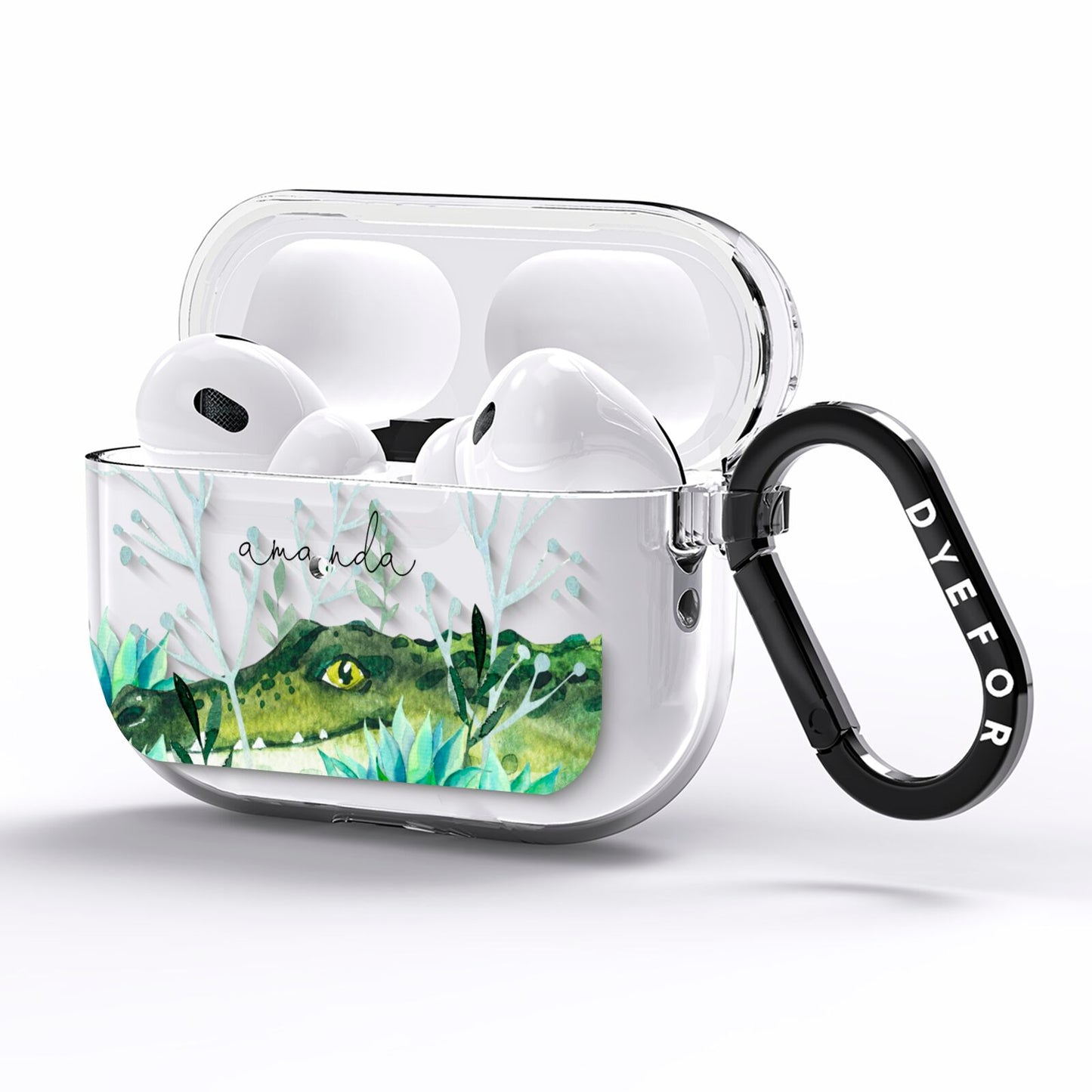 Personalised Alligator AirPods Pro Clear Case Side Image