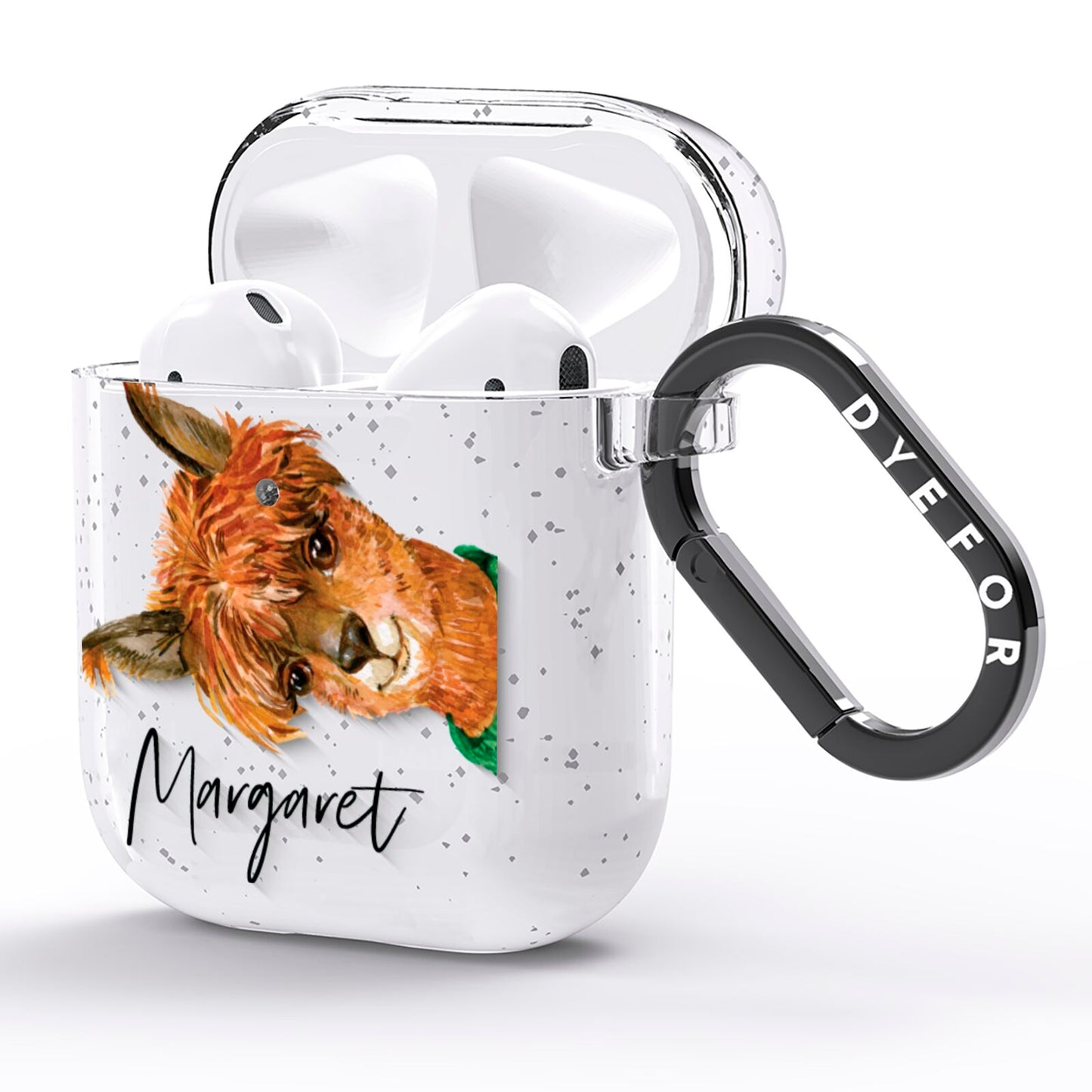 Personalised Alpaca AirPods Glitter Case Side Image