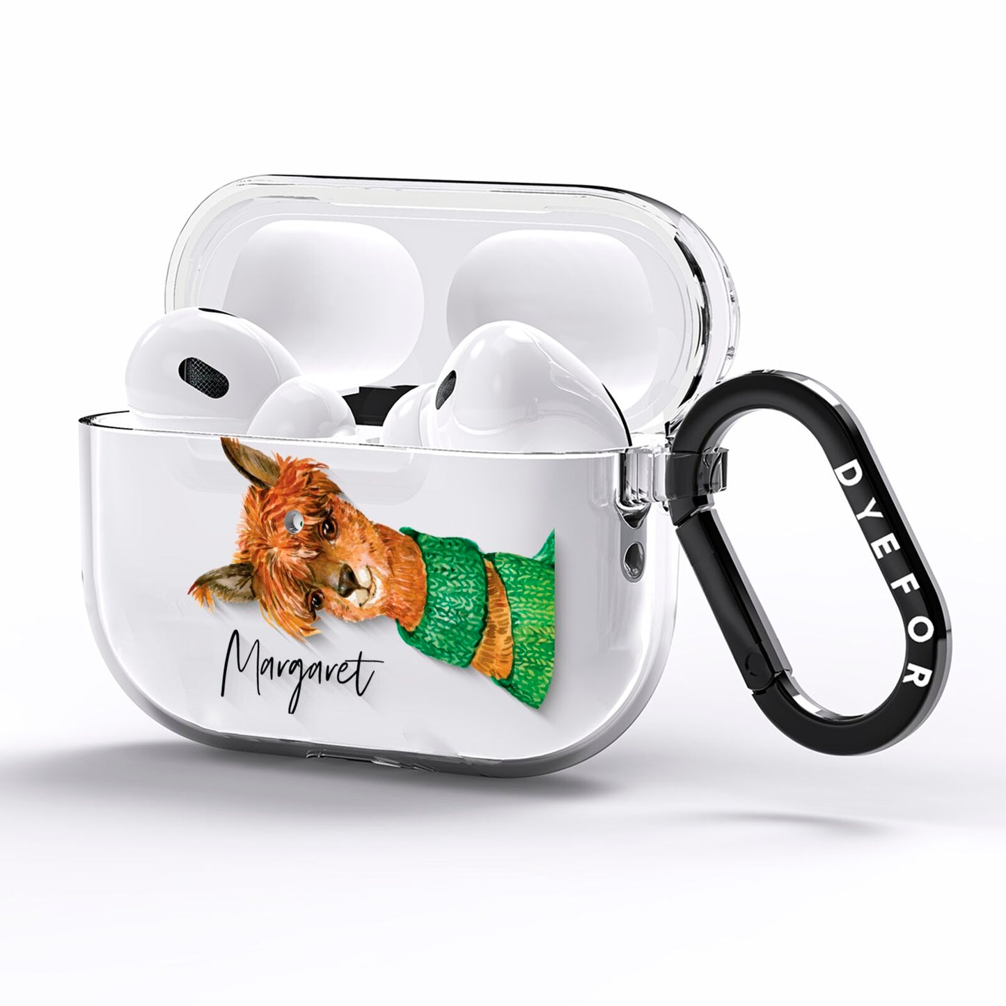 Personalised Alpaca AirPods Pro Clear Case Side Image