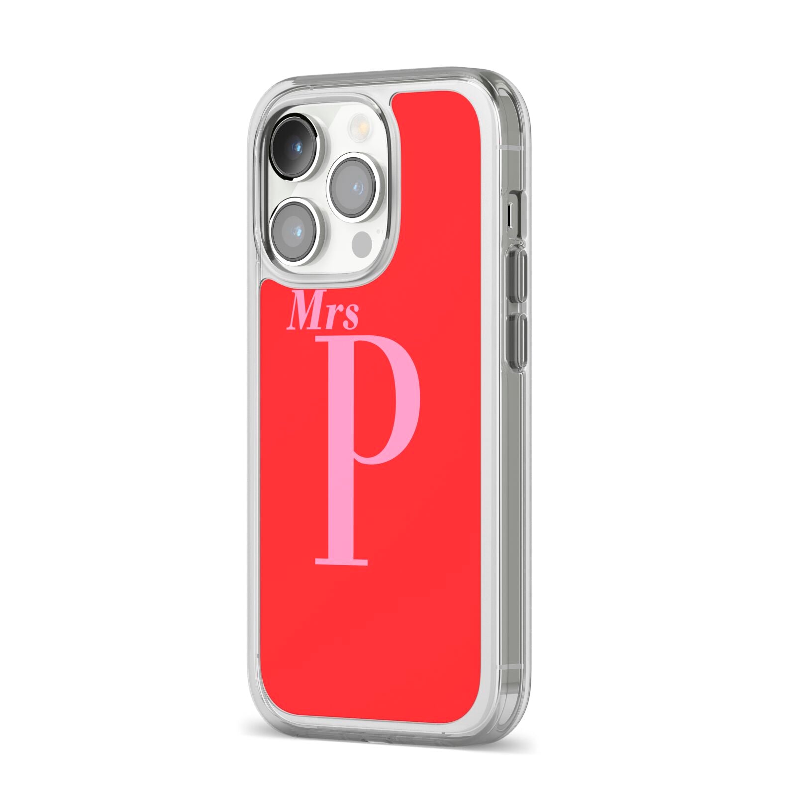 Personalised Alphabet iPhone 14 Pro Clear Tough Case Silver Angled Image