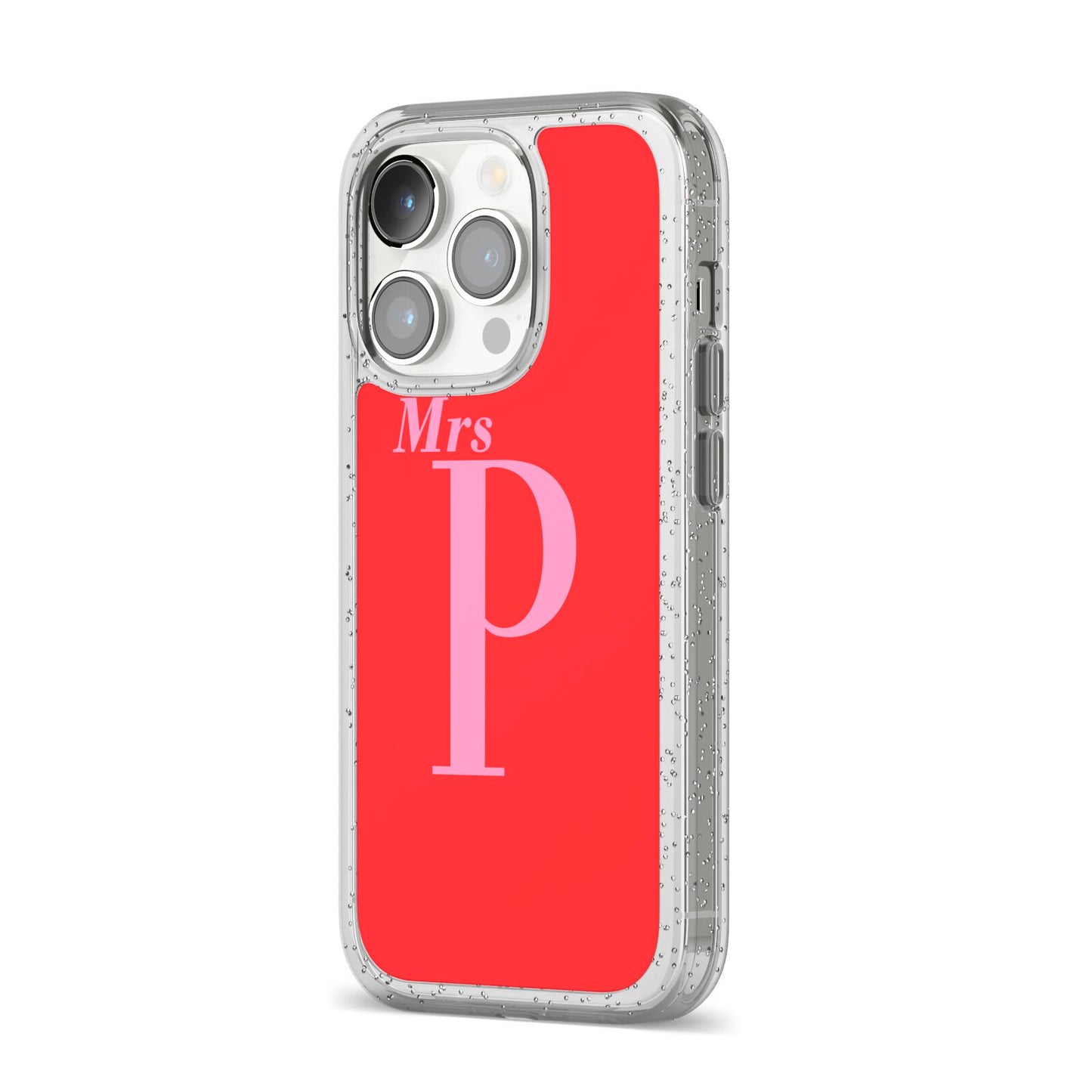 Personalised Alphabet iPhone 14 Pro Glitter Tough Case Silver Angled Image
