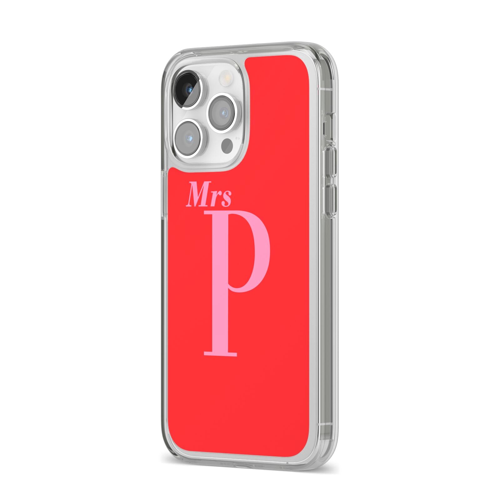 Personalised Alphabet iPhone 14 Pro Max Clear Tough Case Silver Angled Image