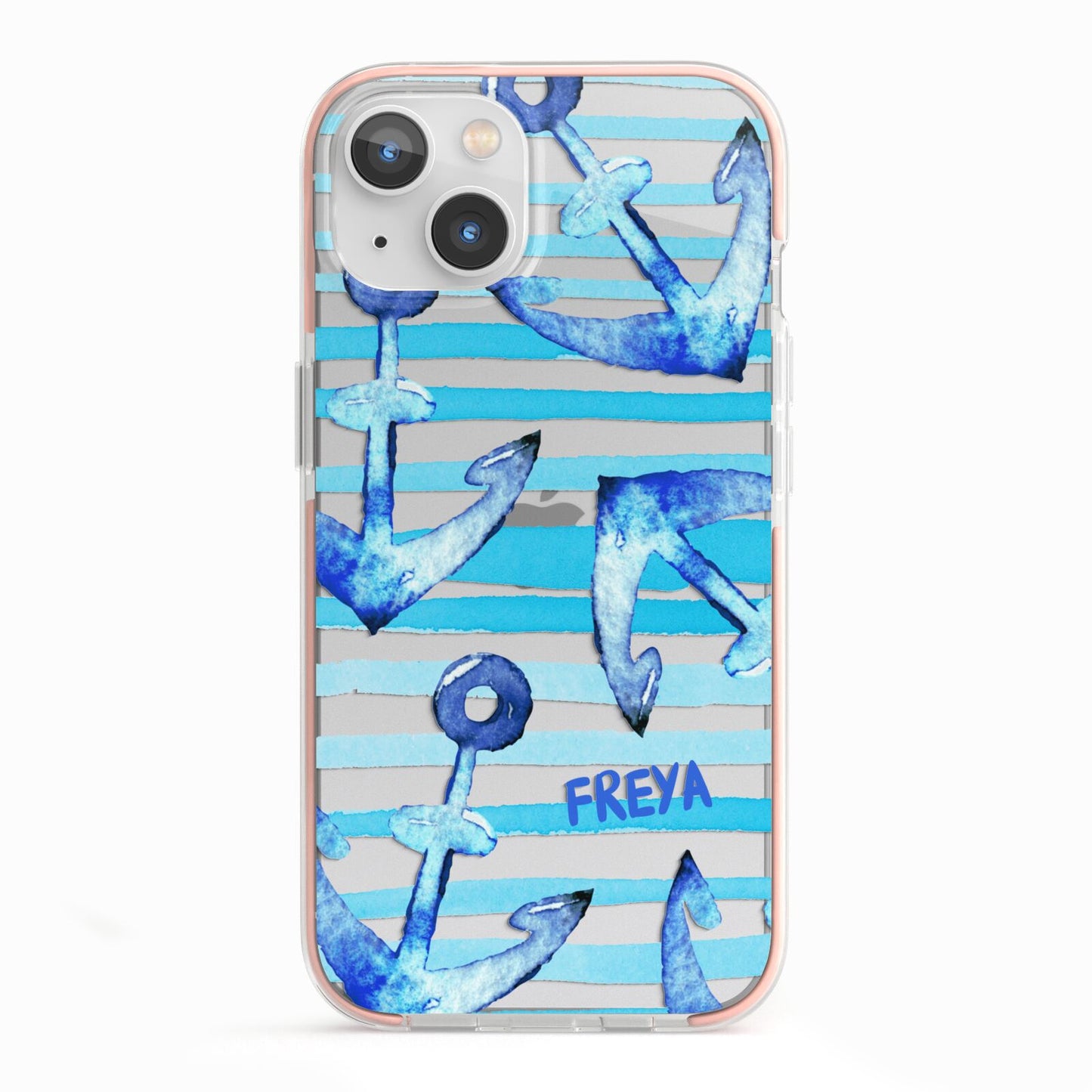 Personalised Anchor iPhone 13 TPU Impact Case with Pink Edges