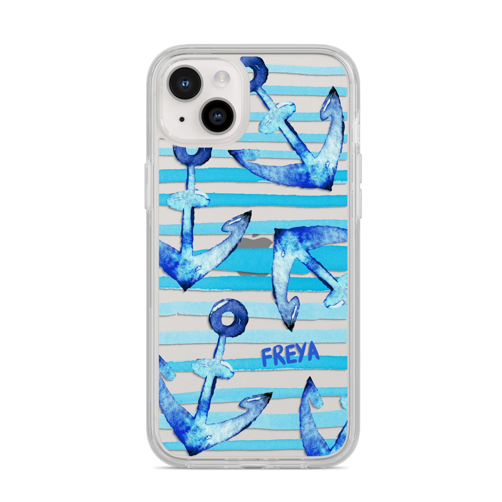 Personalised Anchor iPhone 14 Plus Clear Tough Case Starlight