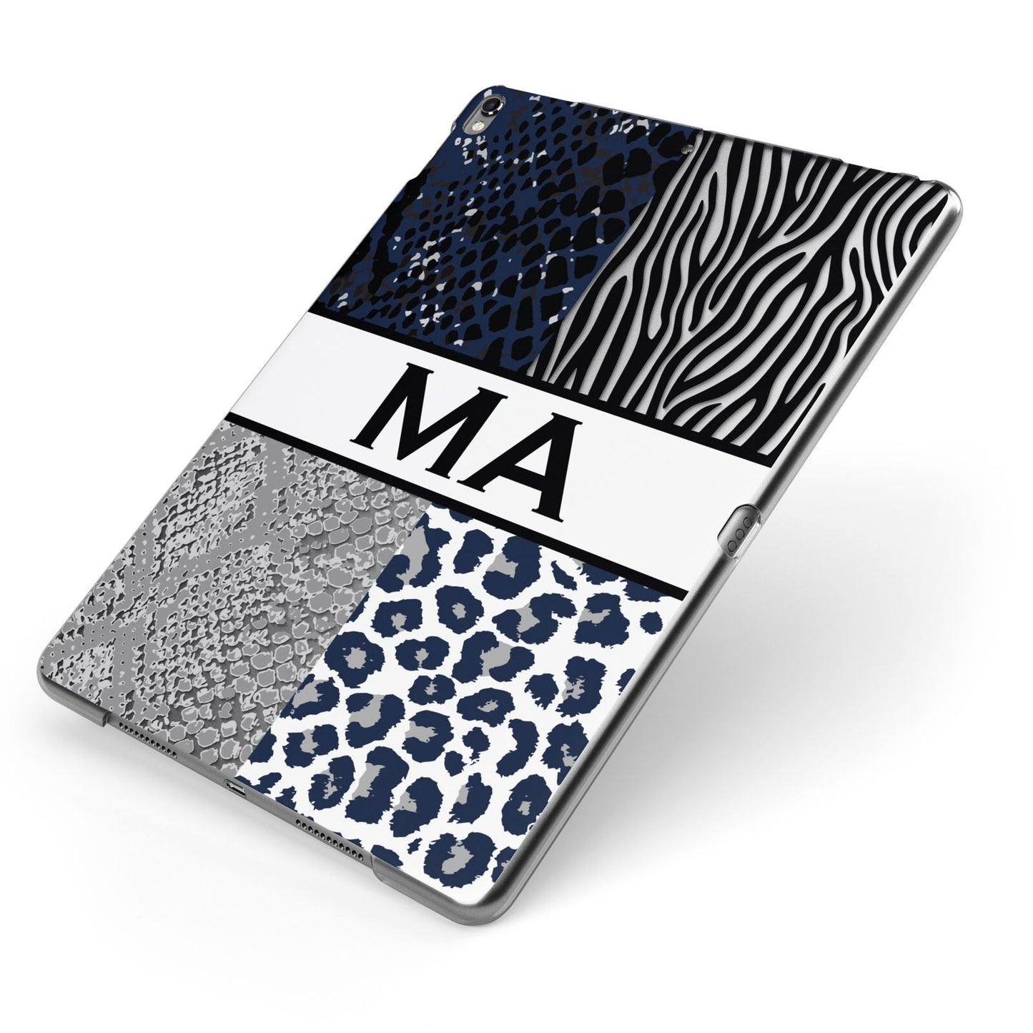 Personalised Animal Print Apple iPad Case on Grey iPad Side View