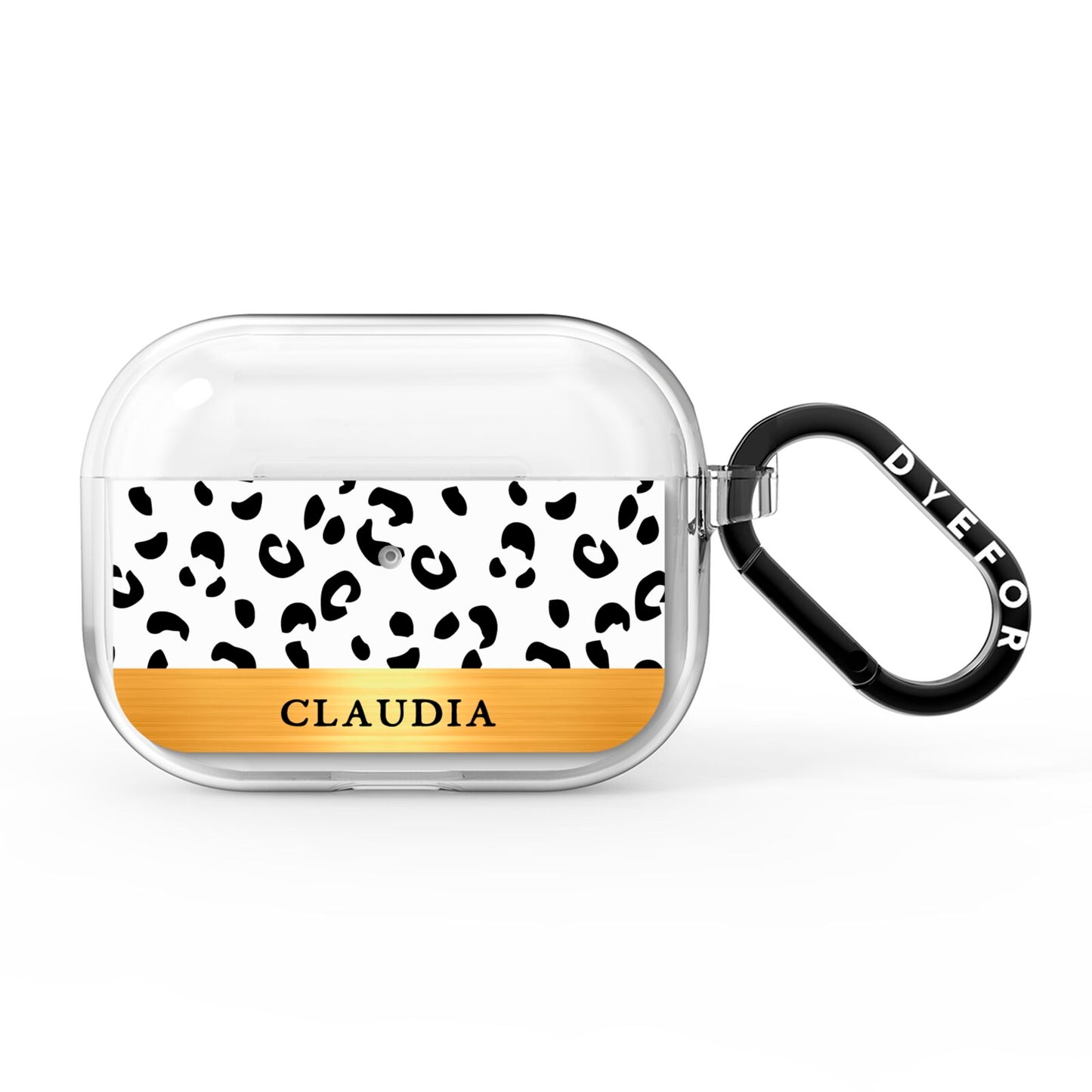 Personalised Animal Print Gold With Name AirPods Pro Clear Case