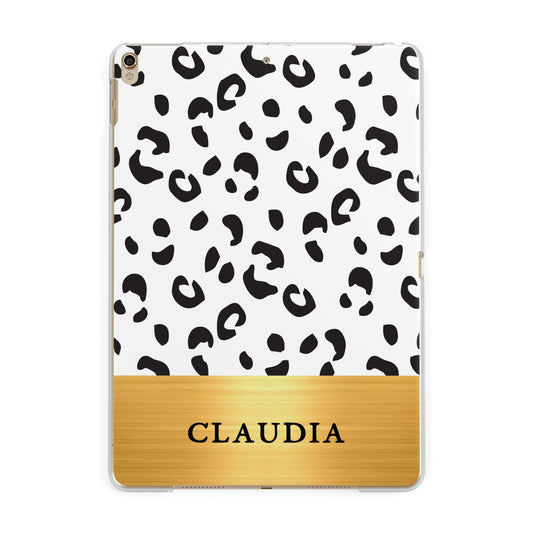 Personalised Animal Print Gold With Name Apple iPad Gold Case