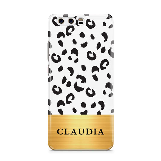 Personalised Animal Print Gold With Name Huawei P10 Phone Case