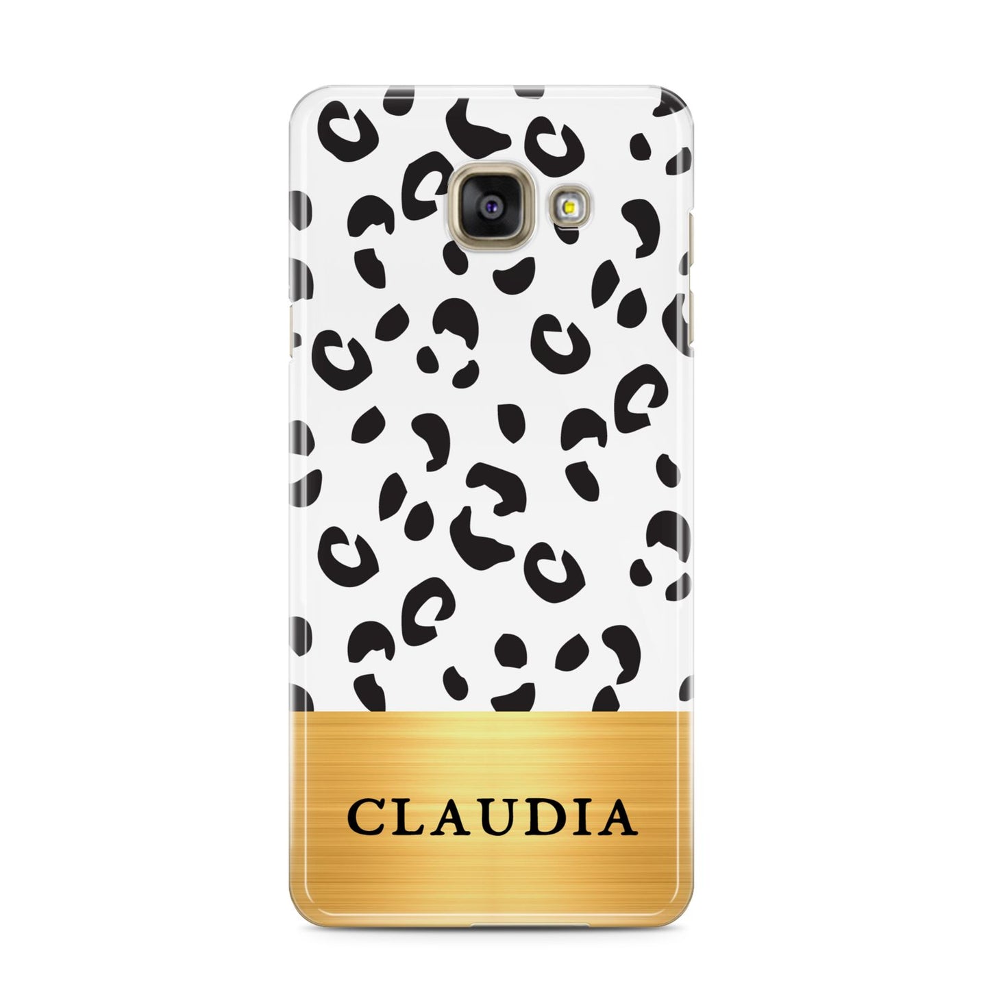 Personalised Animal Print Gold With Name Samsung Galaxy A3 2016 Case on gold phone