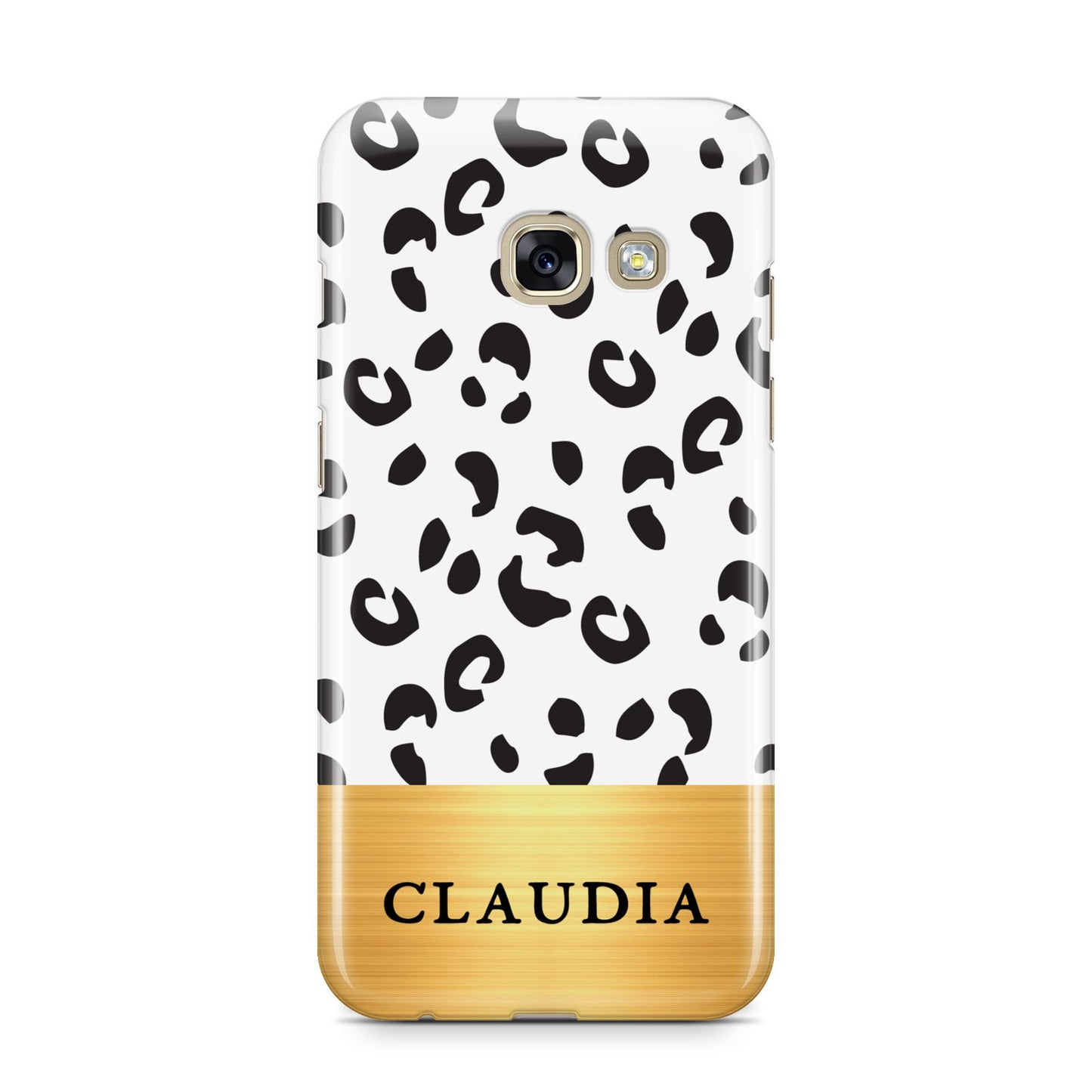 Personalised Animal Print Gold With Name Samsung Galaxy A3 2017 Case on gold phone