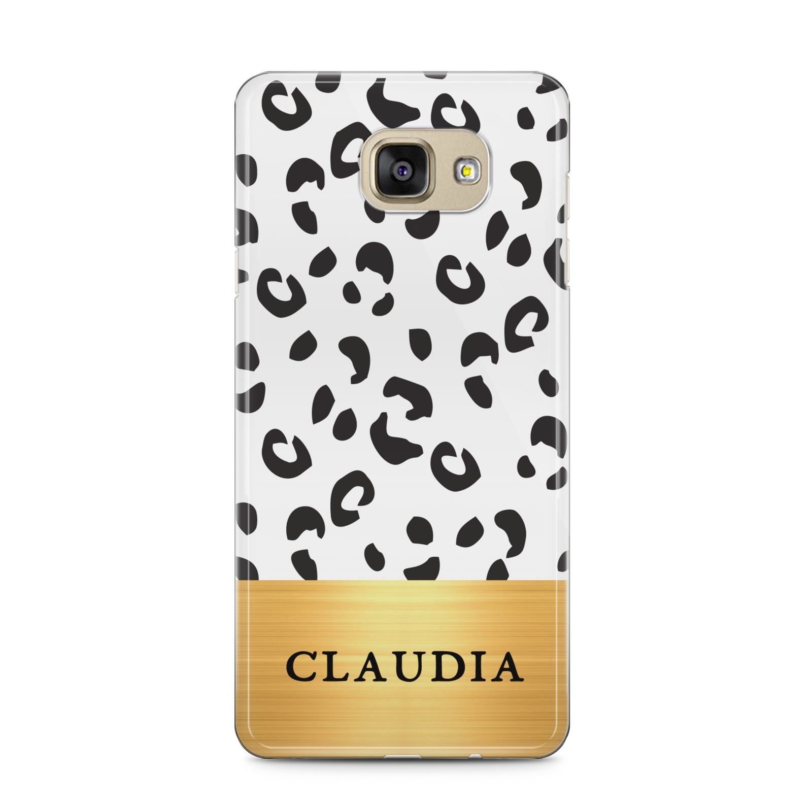 Personalised Animal Print Gold With Name Samsung Galaxy A5 2016 Case on gold phone