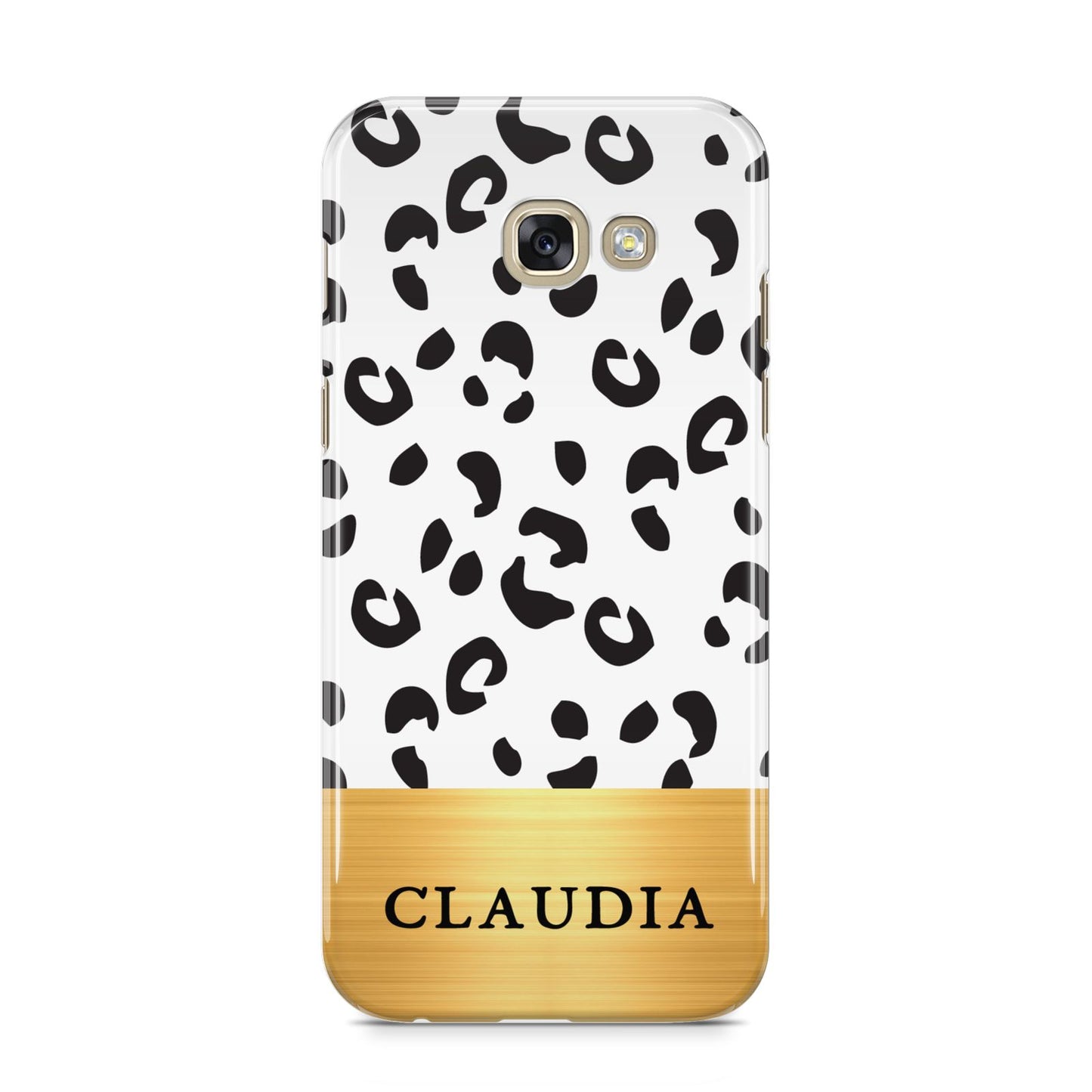 Personalised Animal Print Gold With Name Samsung Galaxy A5 2017 Case on gold phone