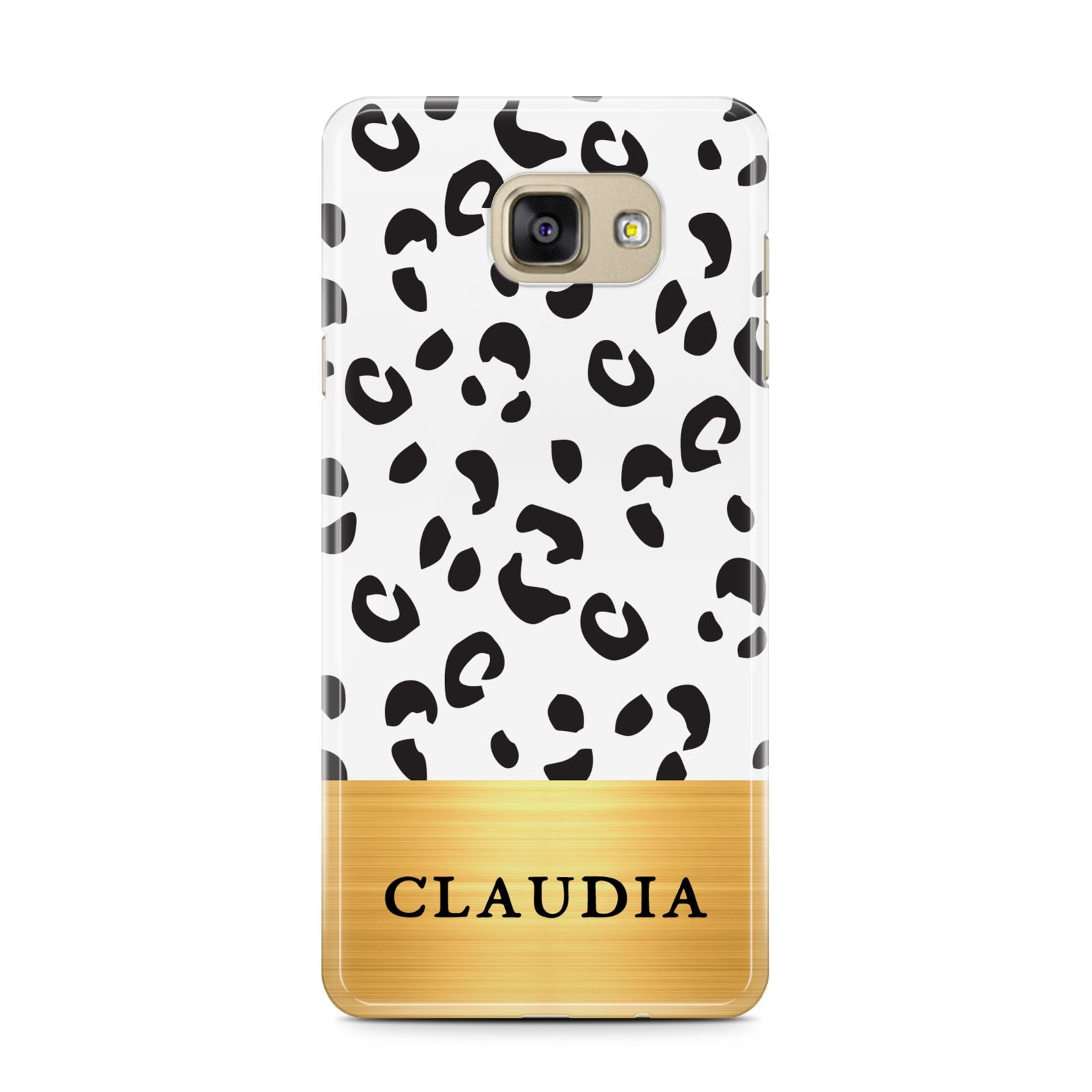 Personalised Animal Print Gold With Name Samsung Galaxy A7 2016 Case on gold phone