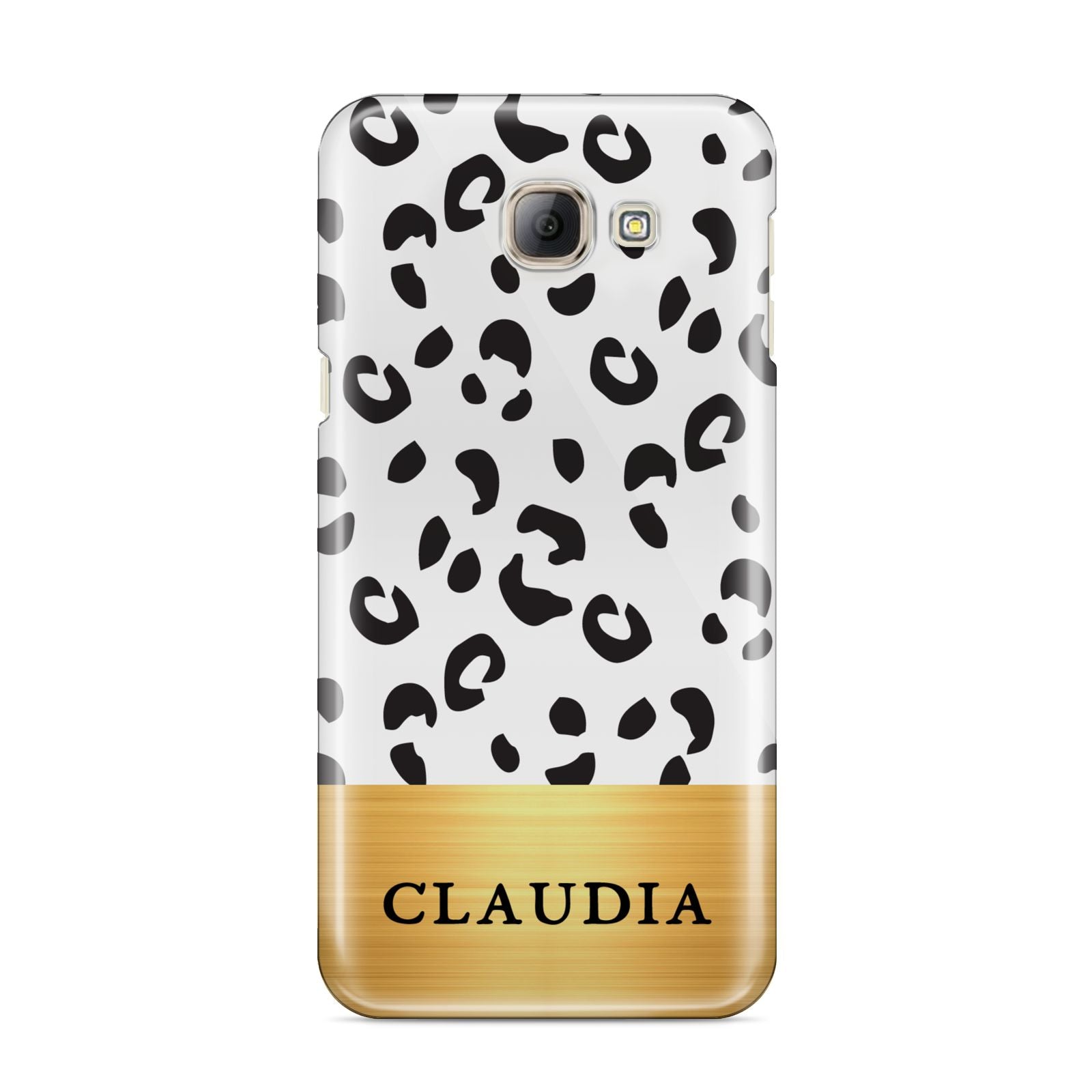 Personalised Animal Print Gold With Name Samsung Galaxy A8 2016 Case