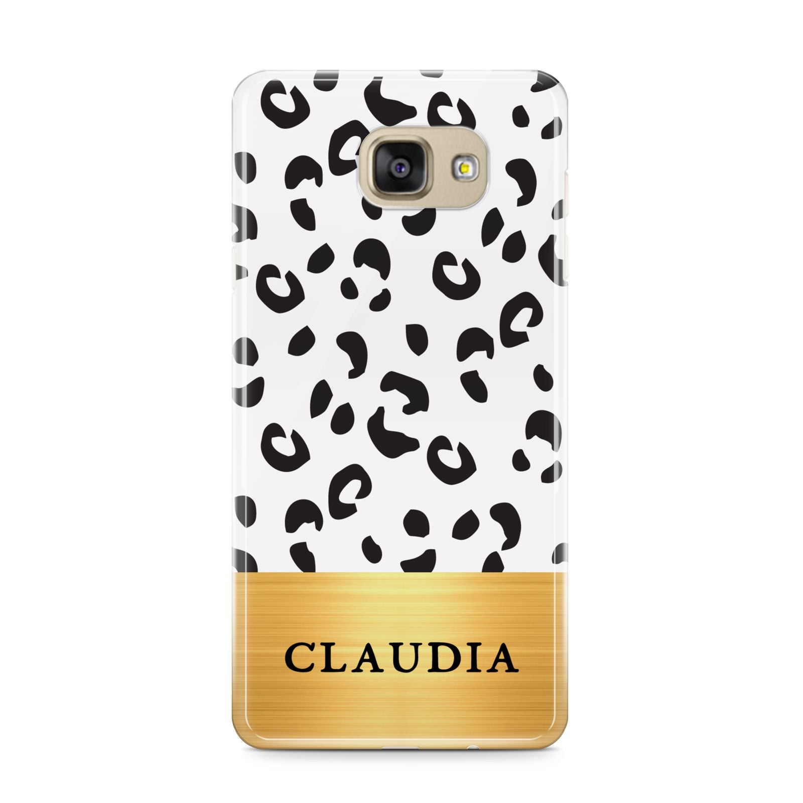 Personalised Animal Print Gold With Name Samsung Galaxy A9 2016 Case on gold phone