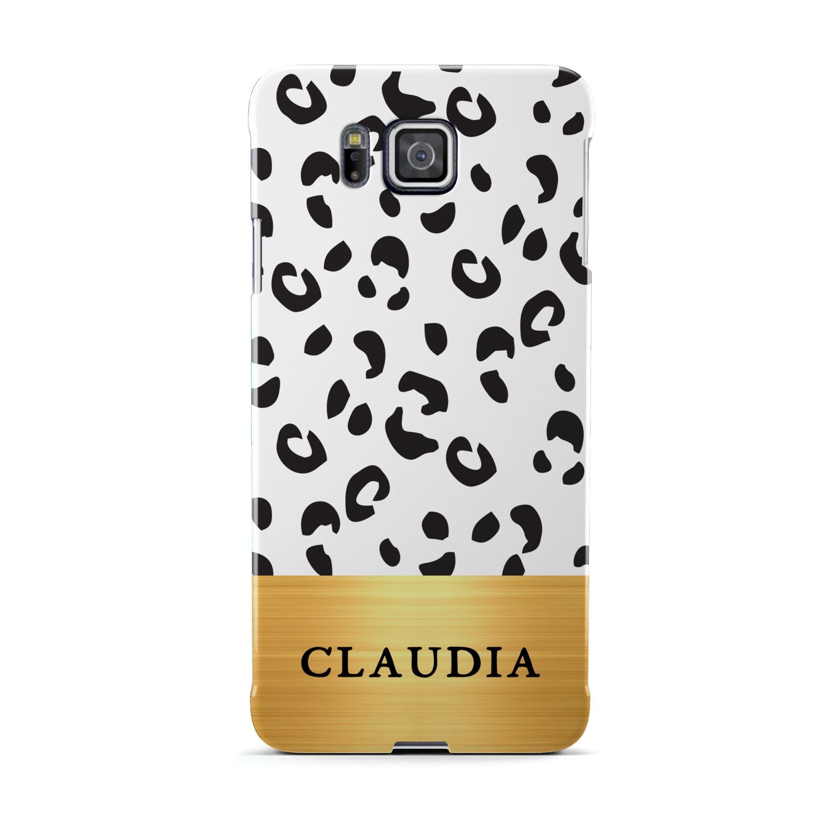 Personalised Animal Print Gold With Name Samsung Galaxy Alpha Case