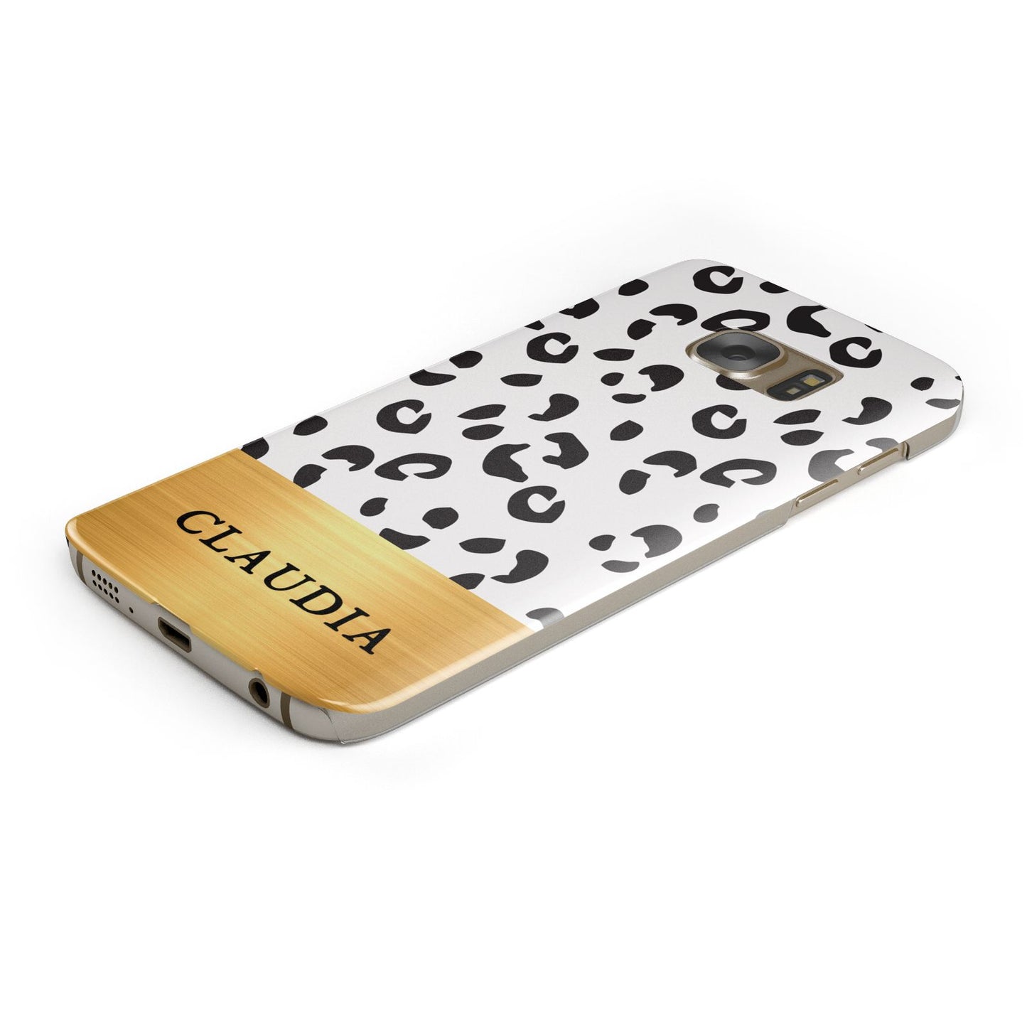 Personalised Animal Print Gold With Name Samsung Galaxy Case Bottom Cutout