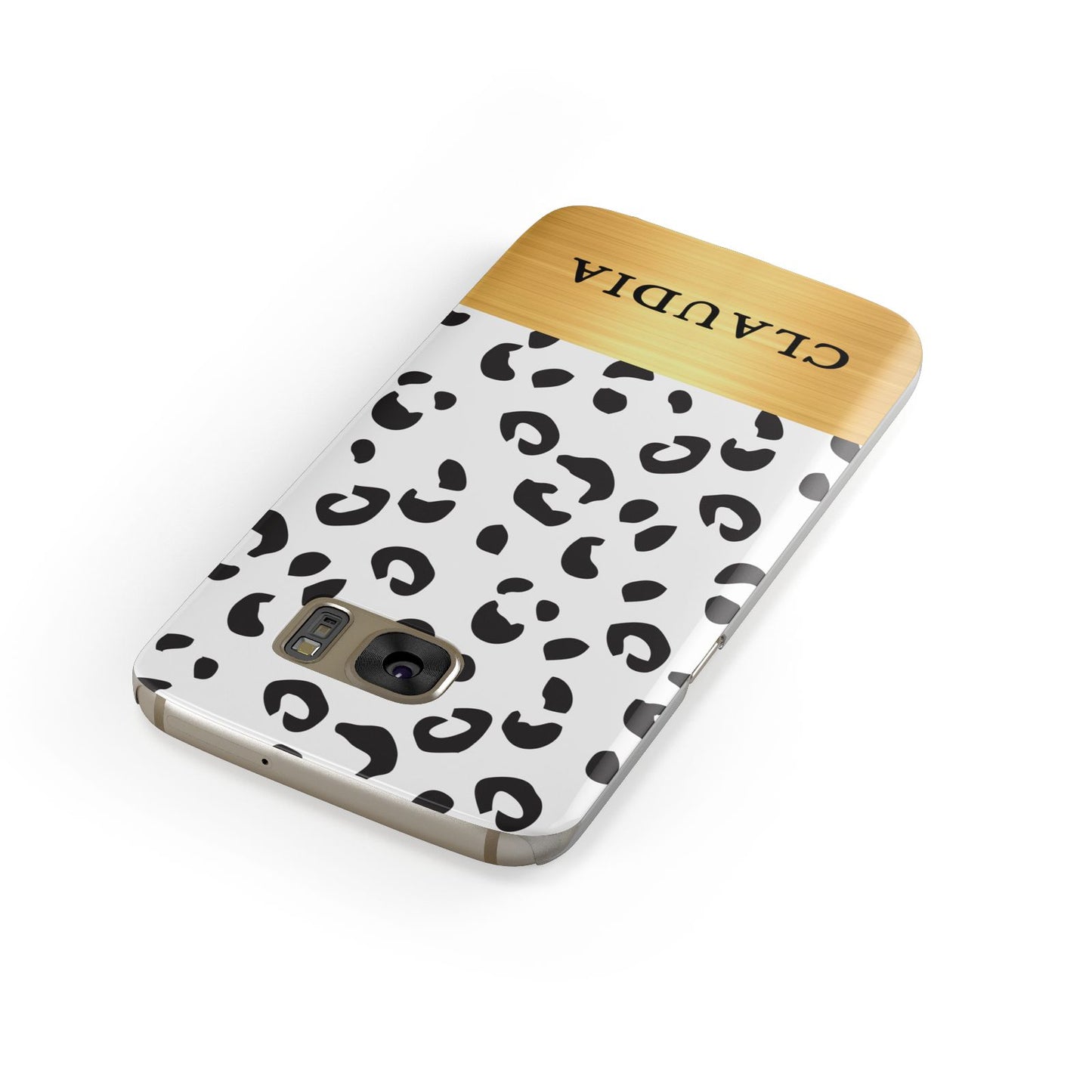 Personalised Animal Print Gold With Name Samsung Galaxy Case Front Close Up