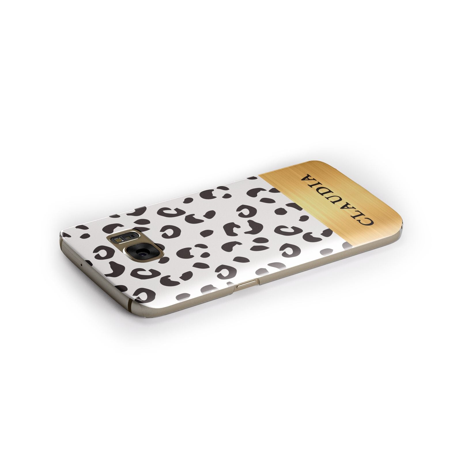 Personalised Animal Print Gold With Name Samsung Galaxy Case Side Close Up