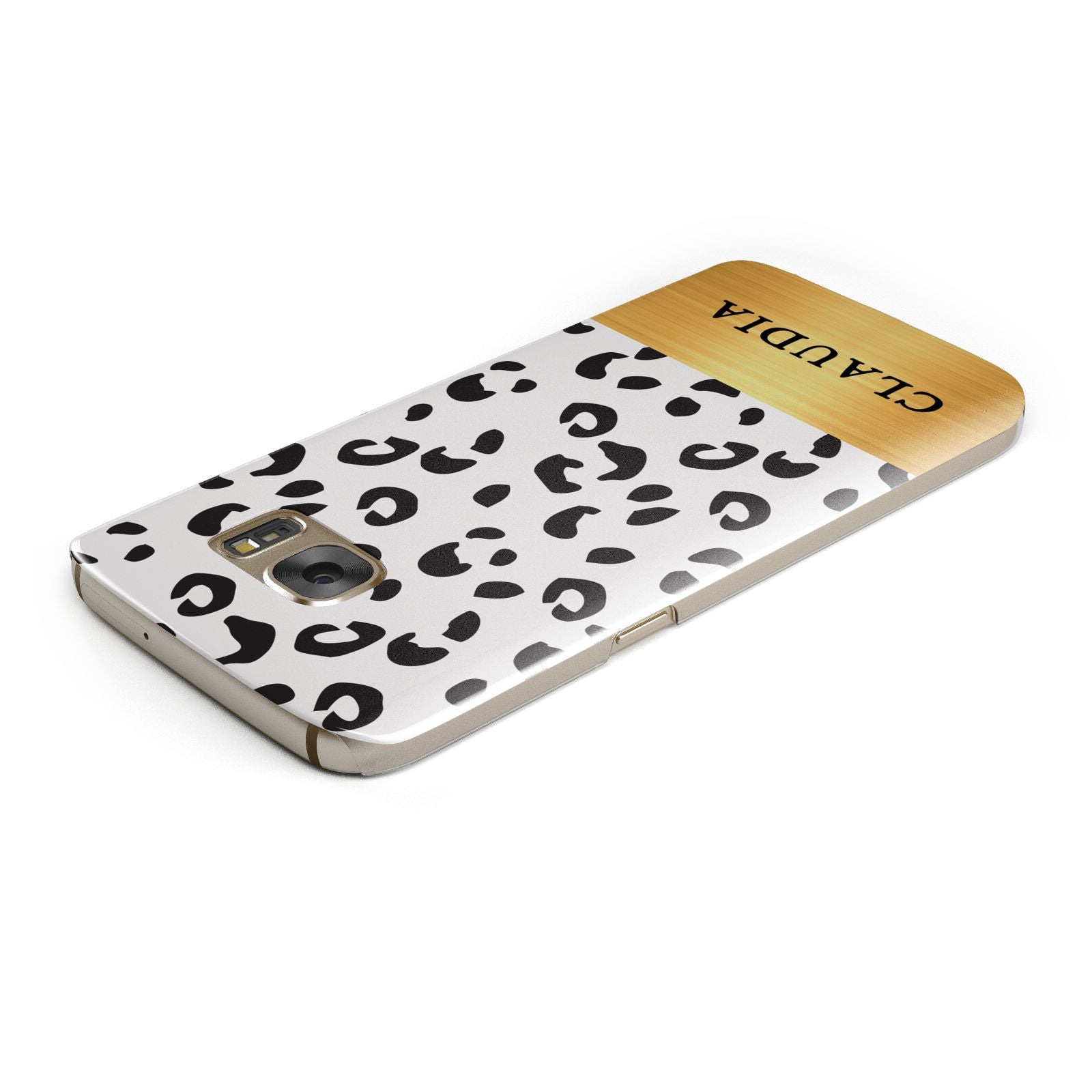 Personalised Animal Print Gold With Name Samsung Galaxy Case Top Cutout