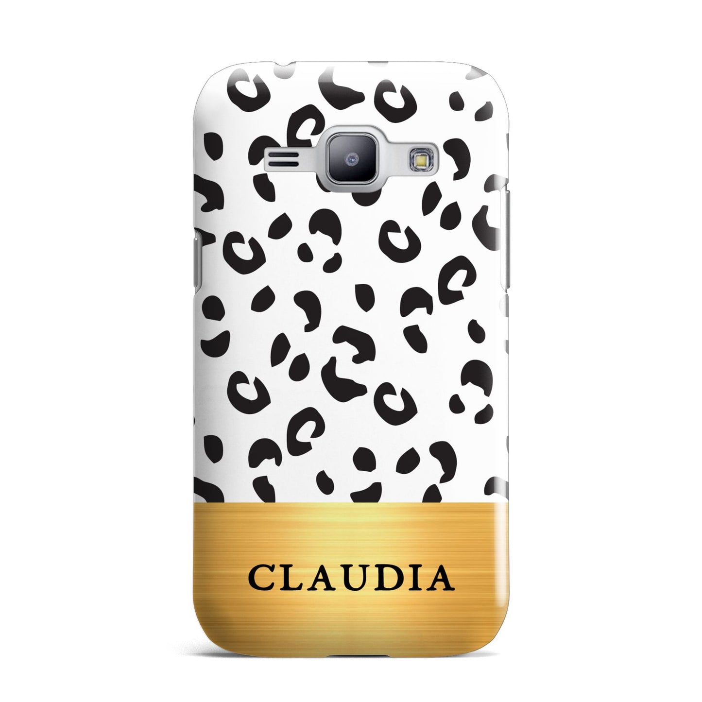 Personalised Animal Print Gold With Name Samsung Galaxy J1 2015 Case